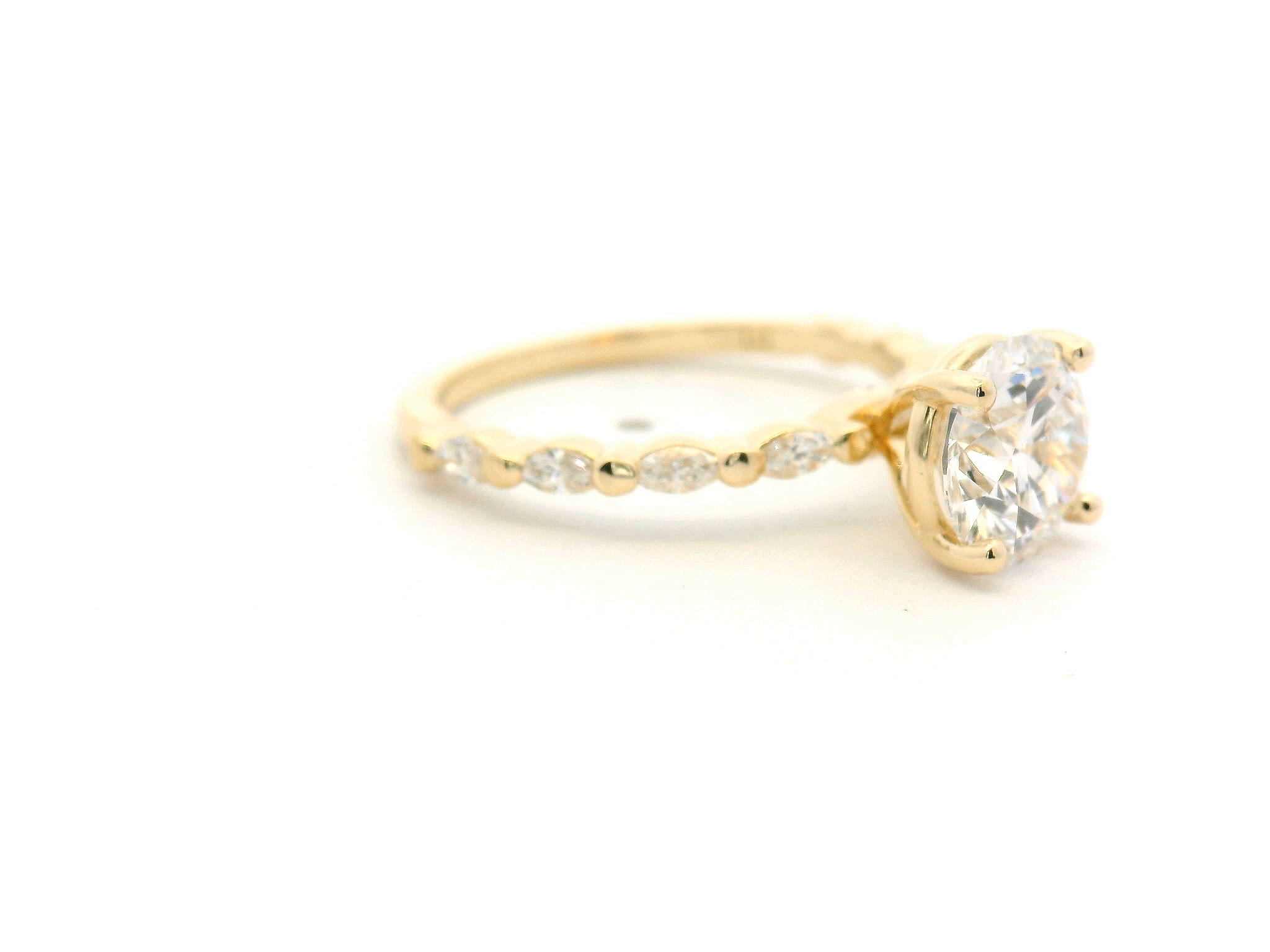 Round Diamond Marquise Accent Engagement Ring