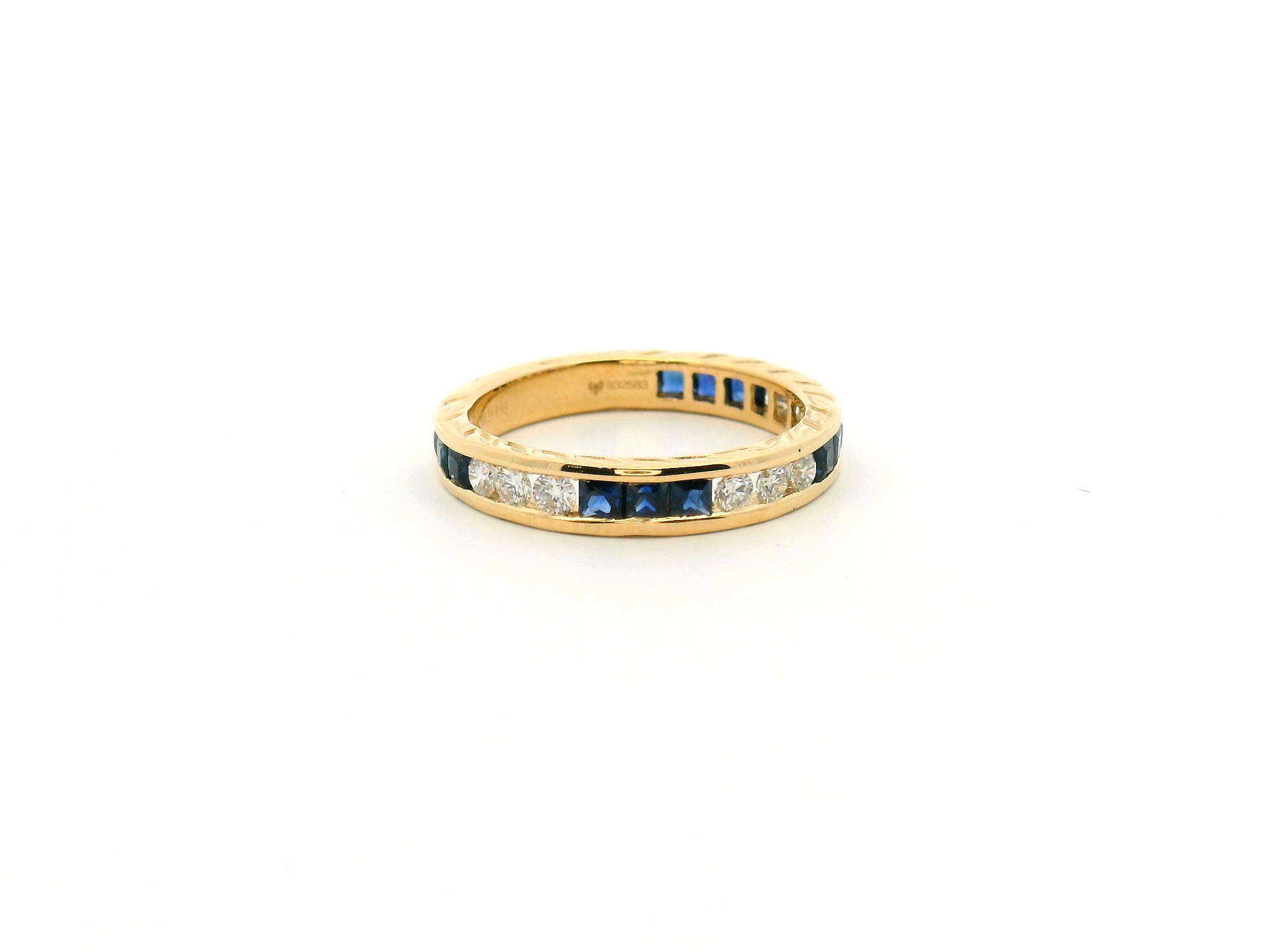 Blue Sapphire and Diamond Channel Band