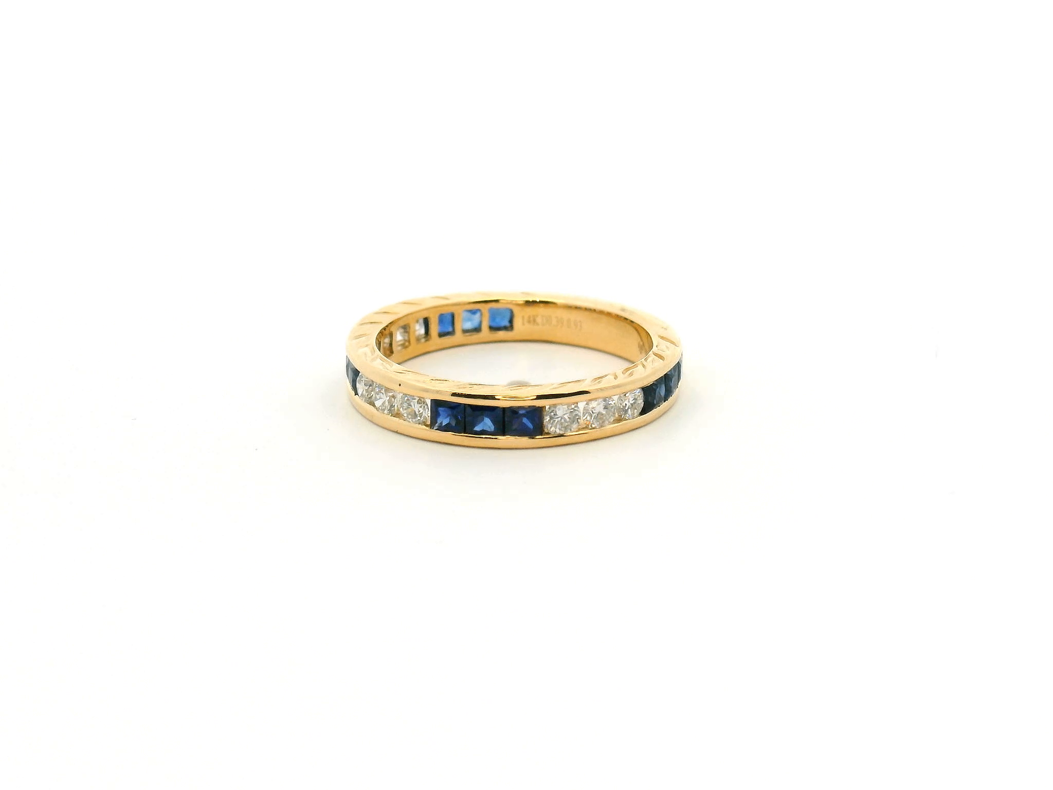 Blue Sapphire and Diamond Channel Band