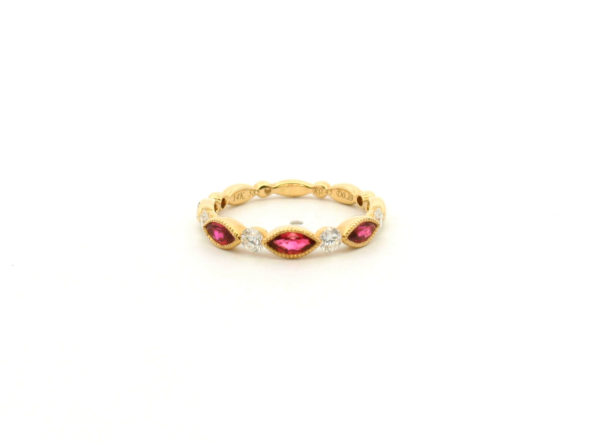 Ruby and Diamond Marquise Band
