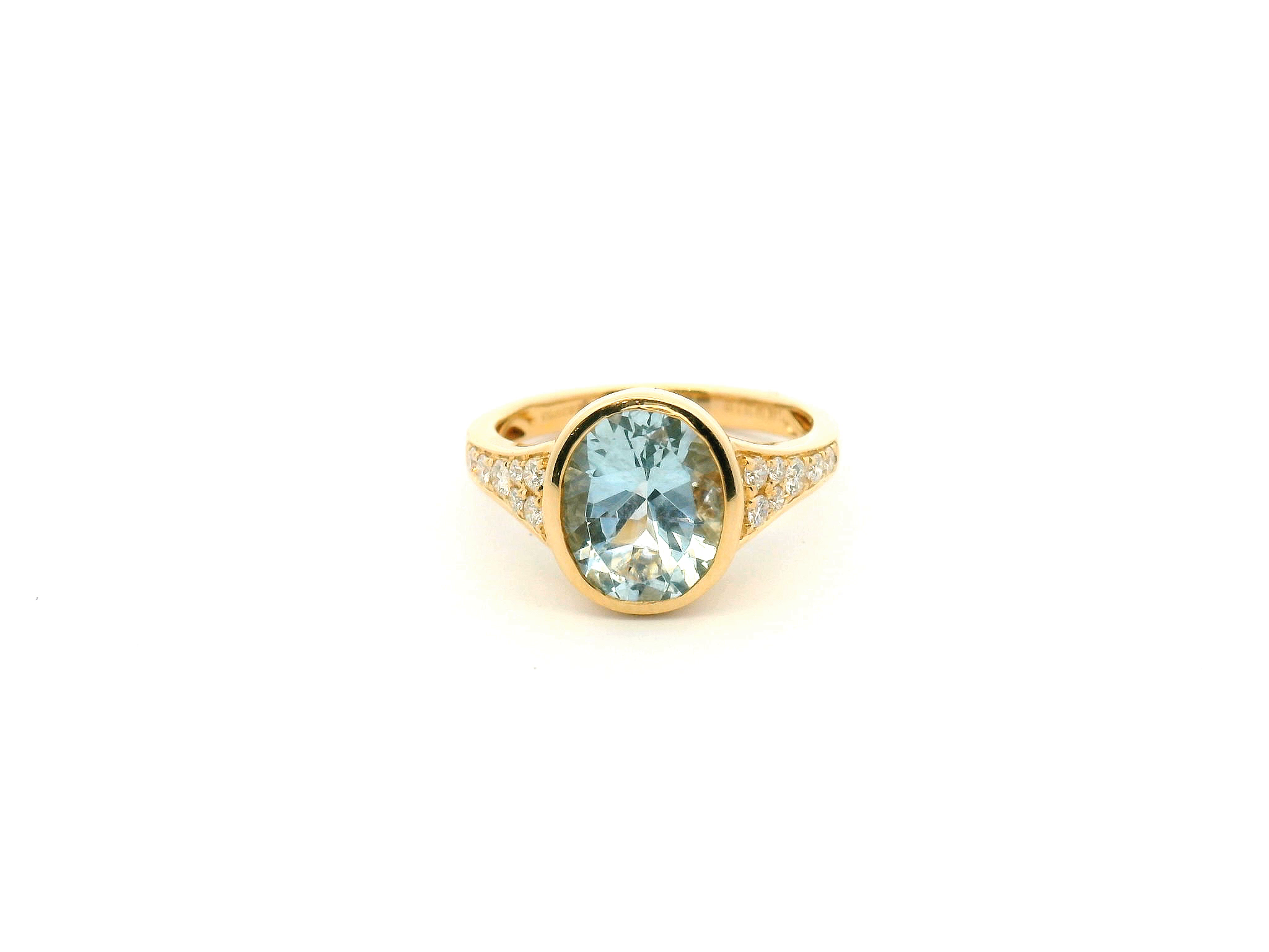 Aquamarine and Diamond Bezel Ring