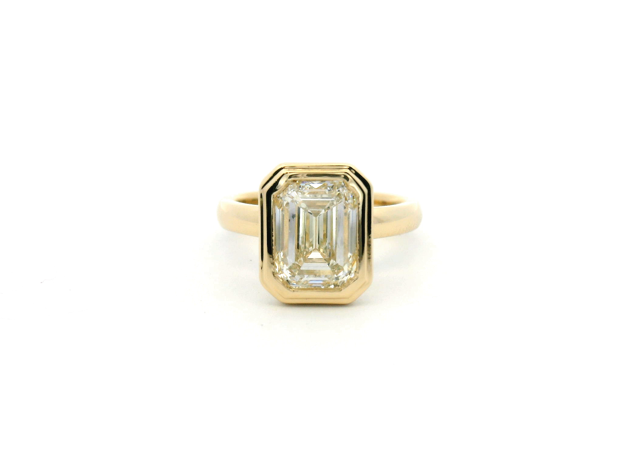 Emerald Cut Diamond Bezel Set Engagement Ring
