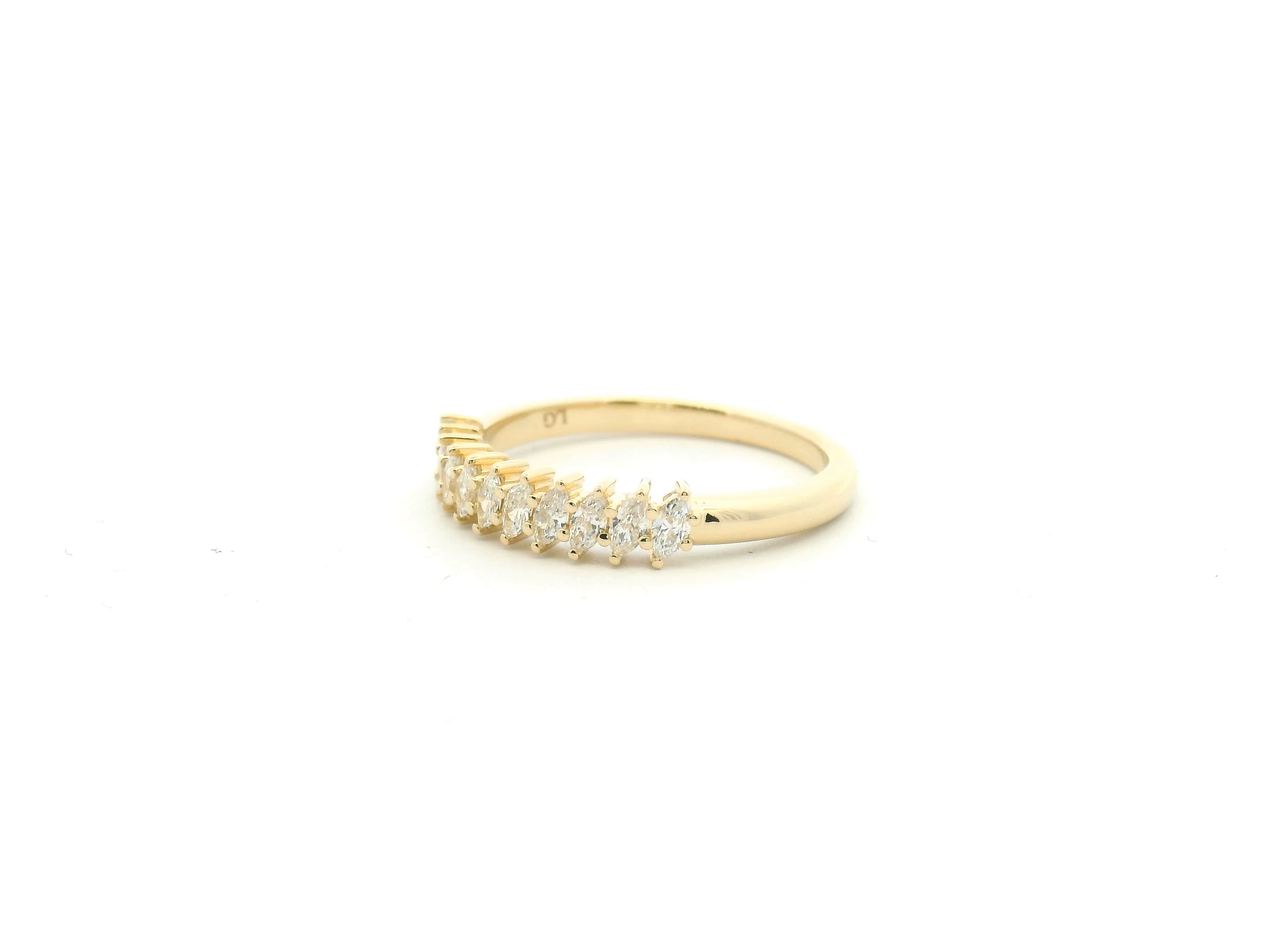 Marquise Diamond Asymmetrical Prong Wedding Band
