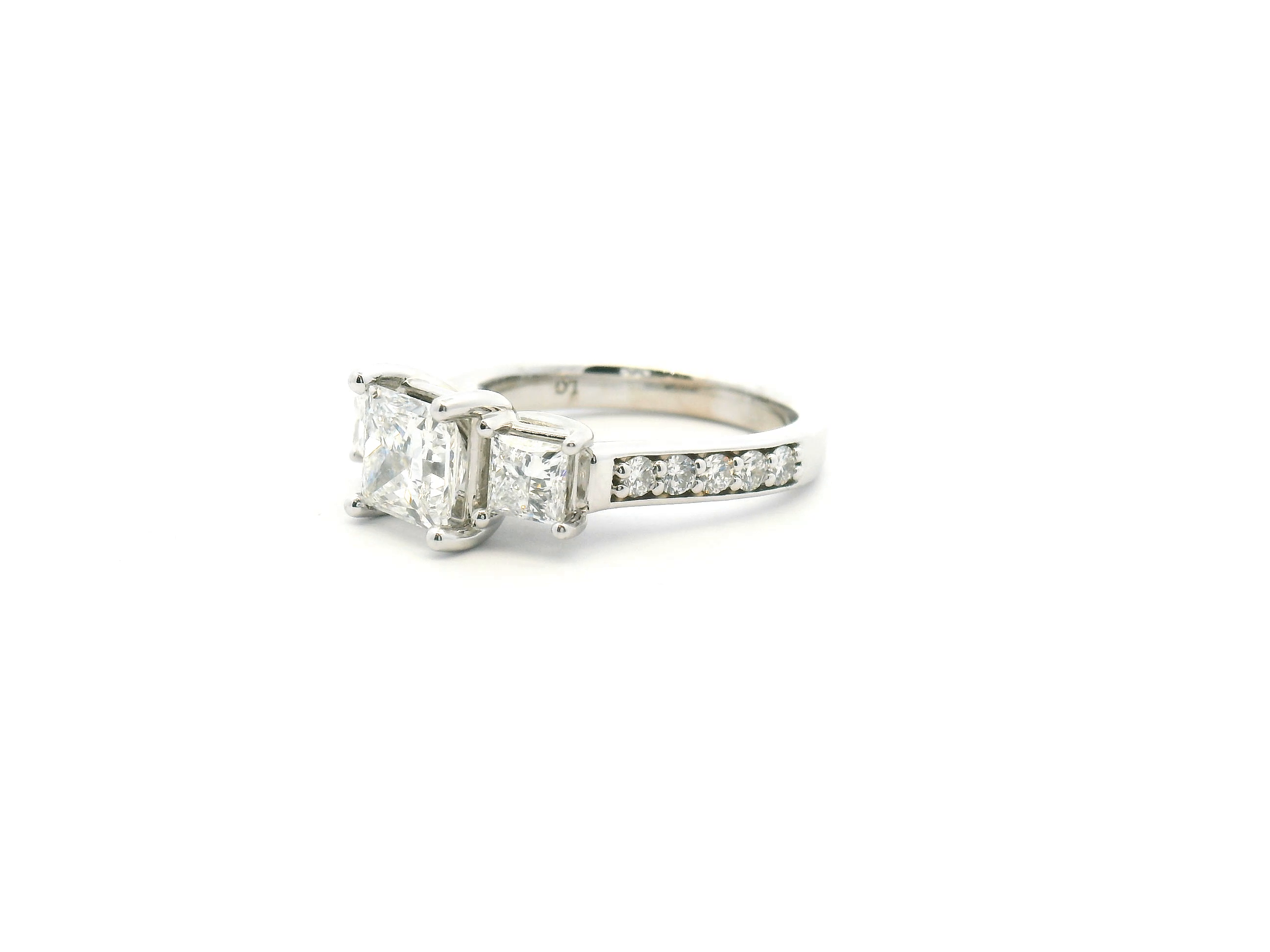 Princess Cut Three Stone Diamond Engagement Ring