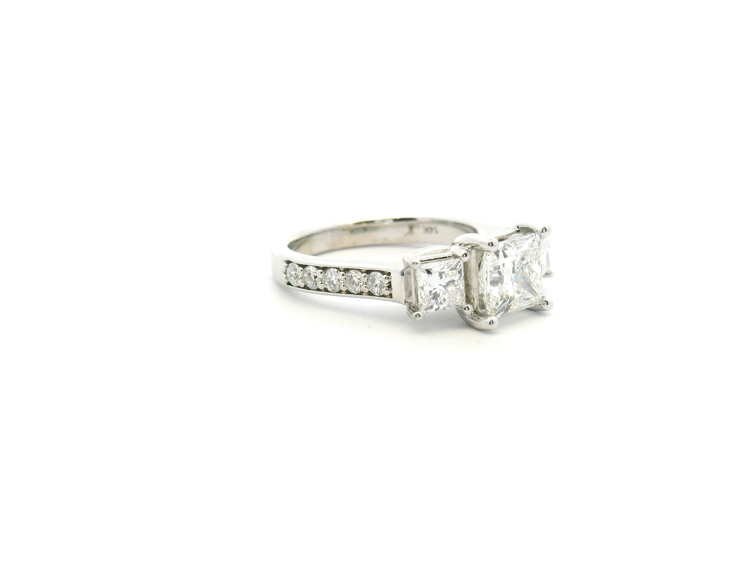 Princess Cut Three Stone Diamond Engagement Ring