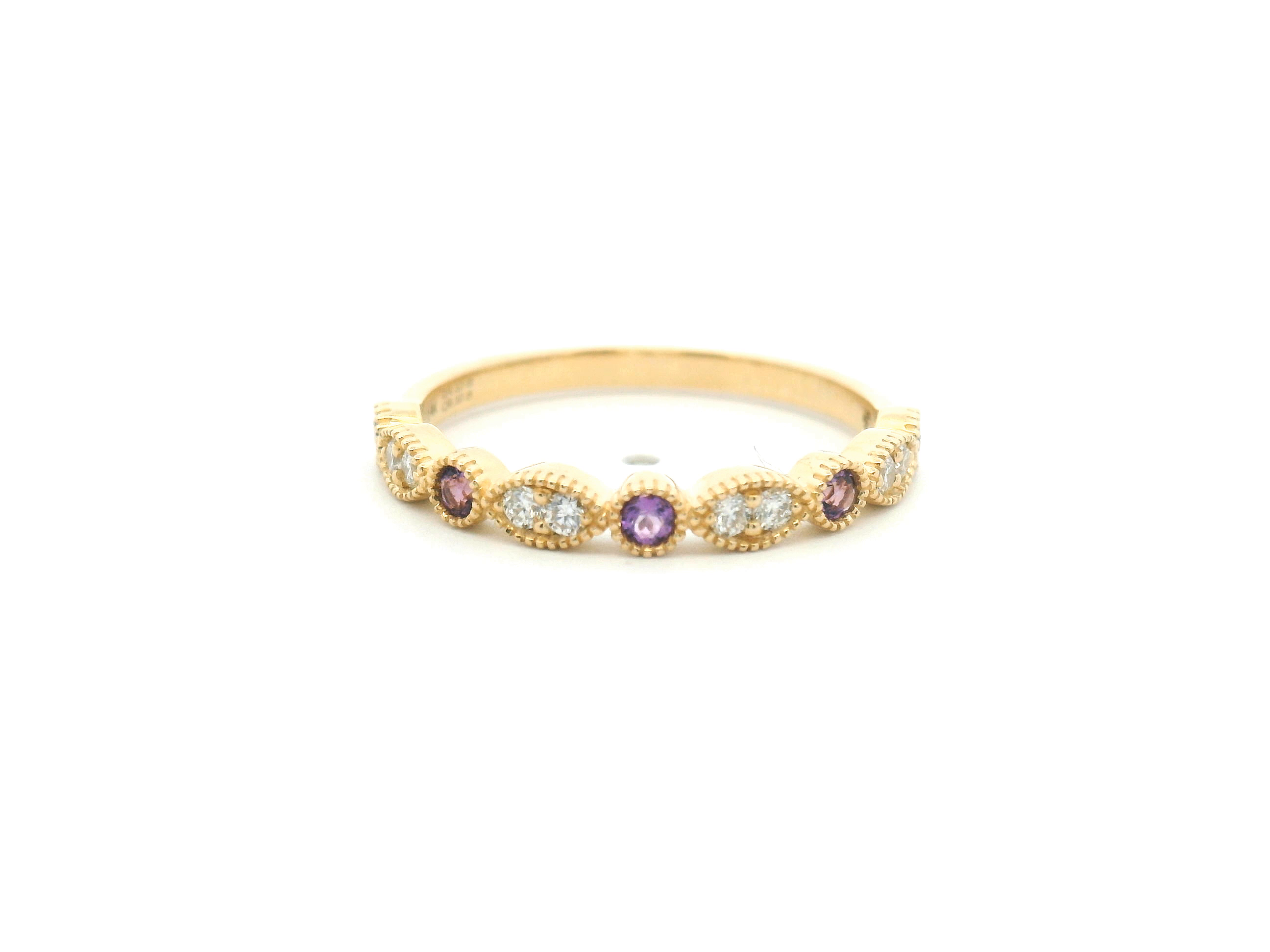 Amethyst and Diamond Milgrain Marquise Pattern Band