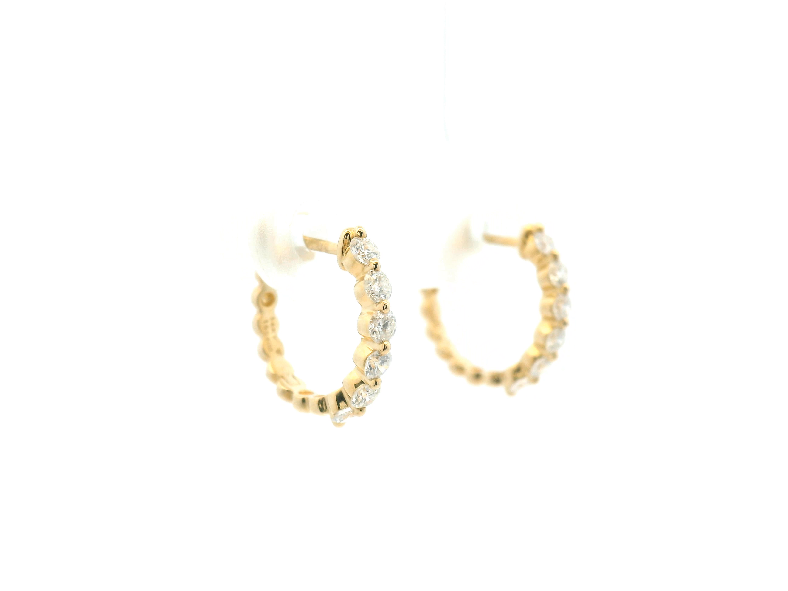 Diamond Shared Prong Huggie Hoop Earrings