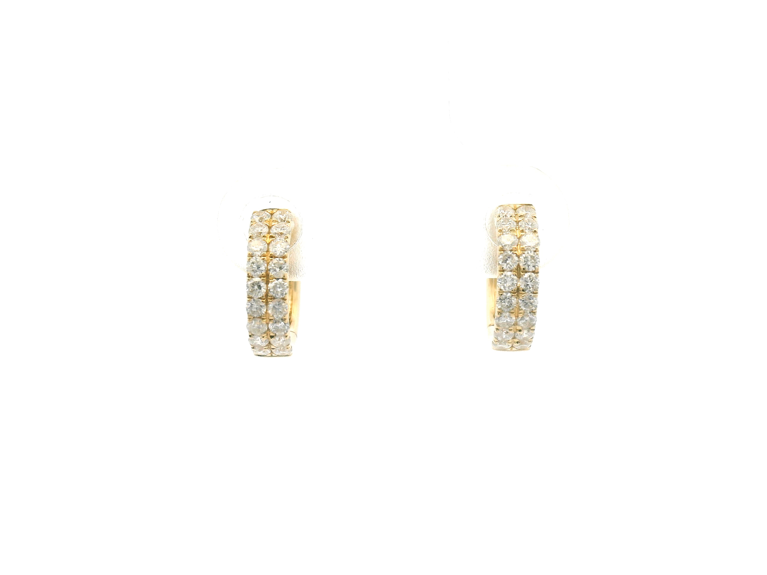 Diamond Double Row Huggie Hoop Earrings