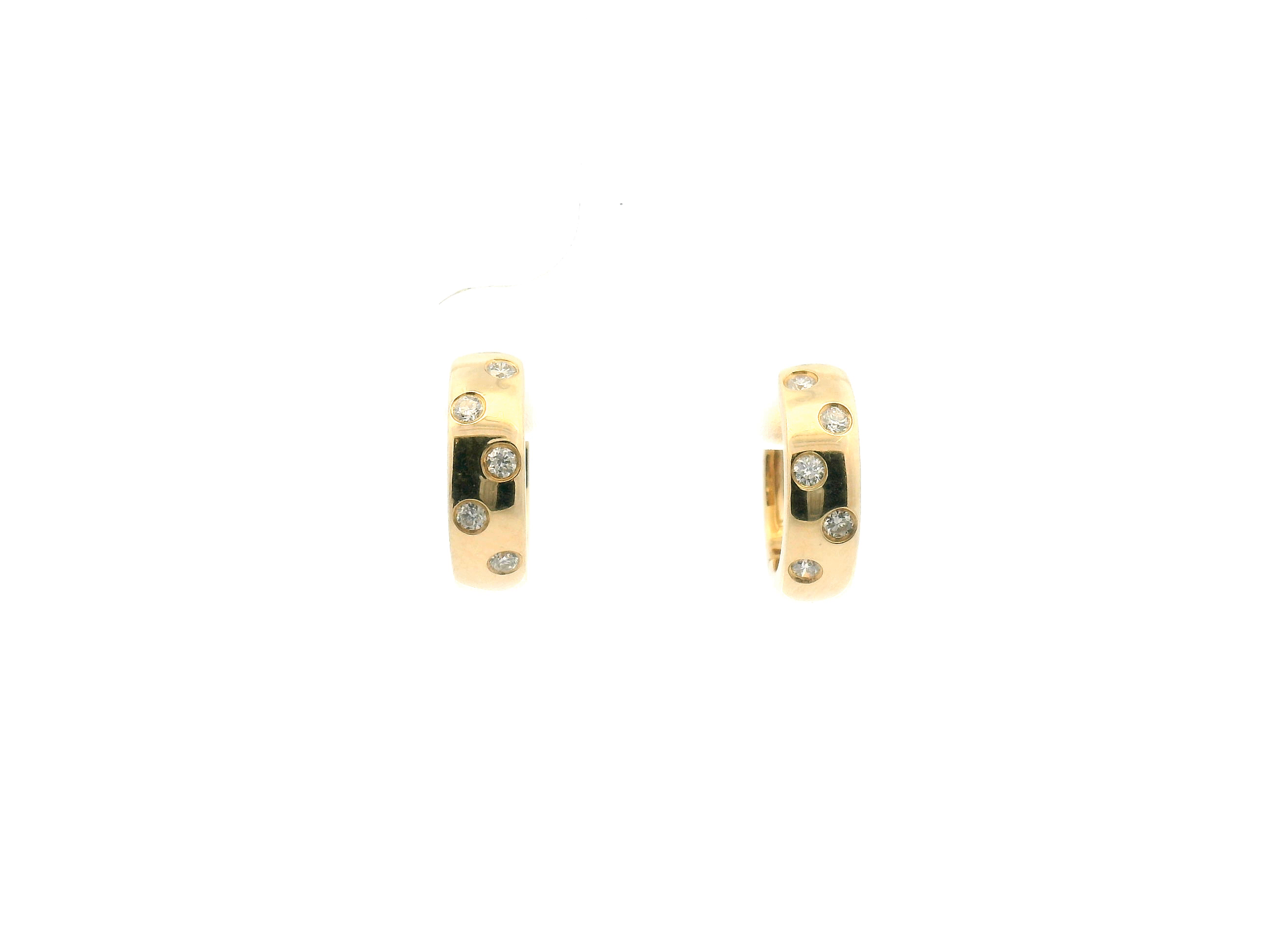 Flush Set Diamond Huggie Hoop Earrings