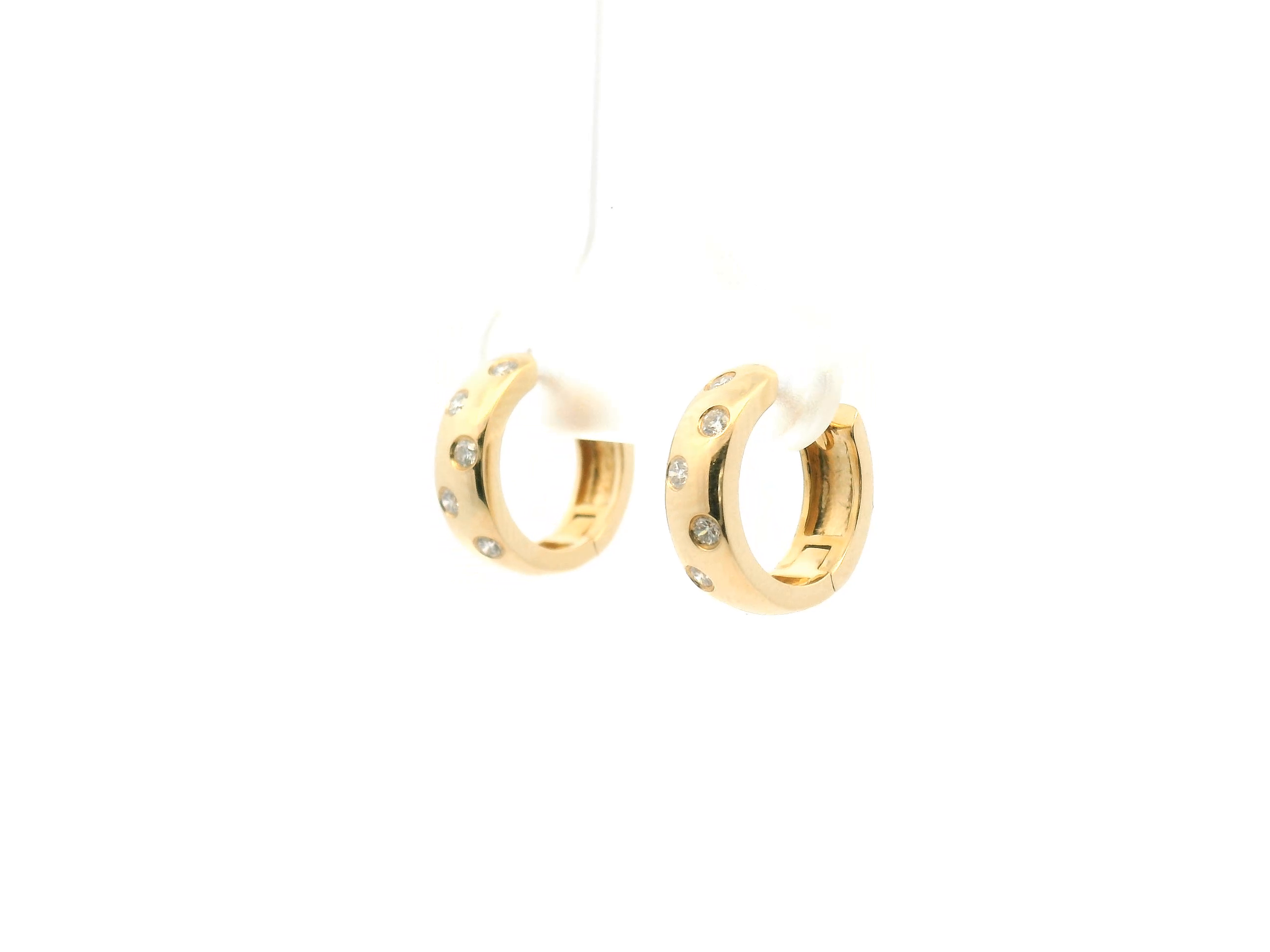 Flush Set Diamond Huggie Hoop Earrings