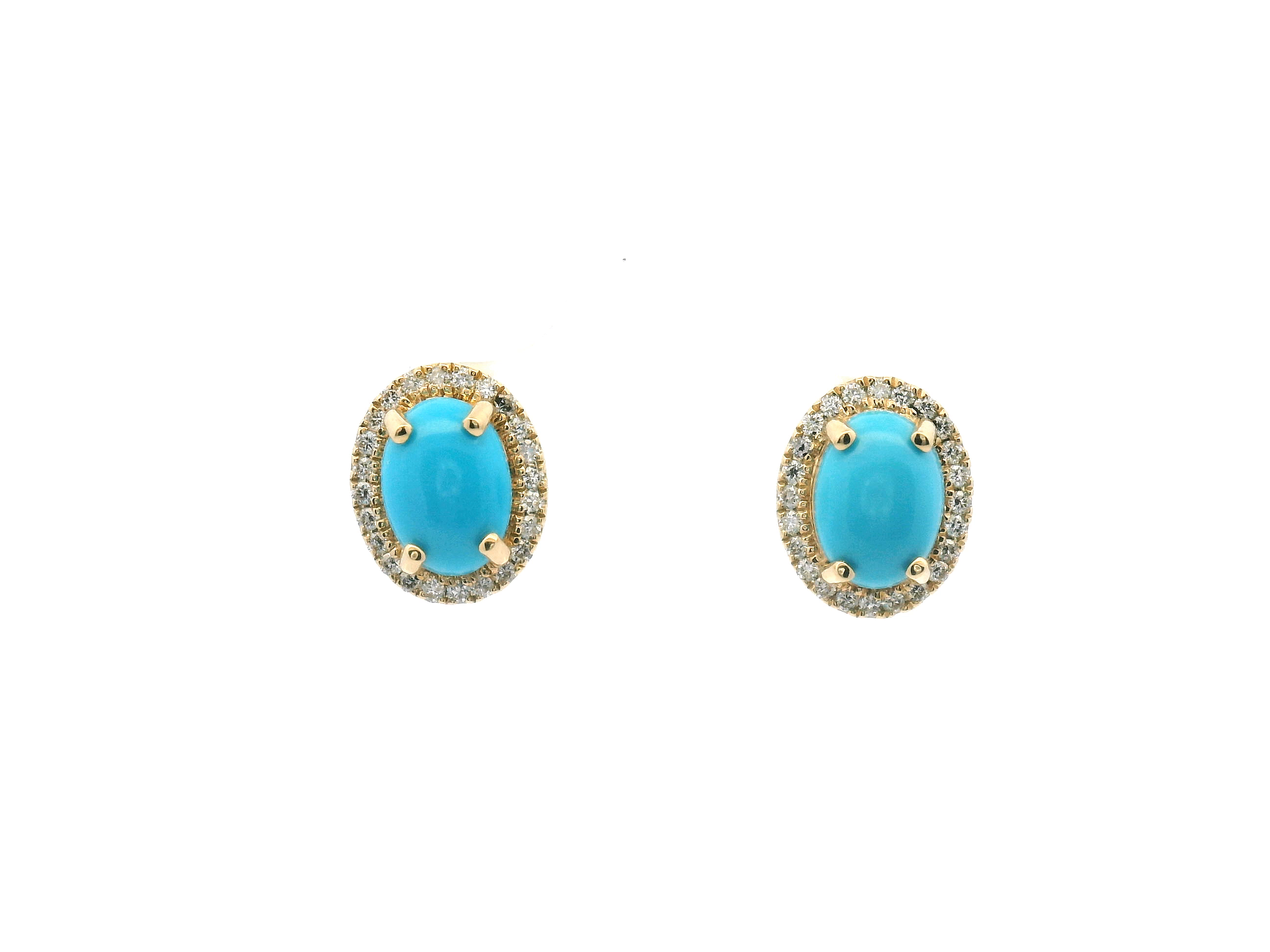 Turquoise and Diamond Halo Stud Earrings