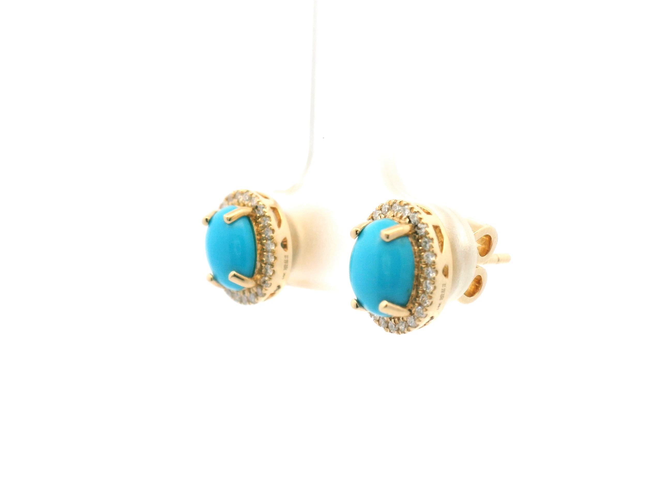 Turquoise and Diamond Halo Stud Earrings