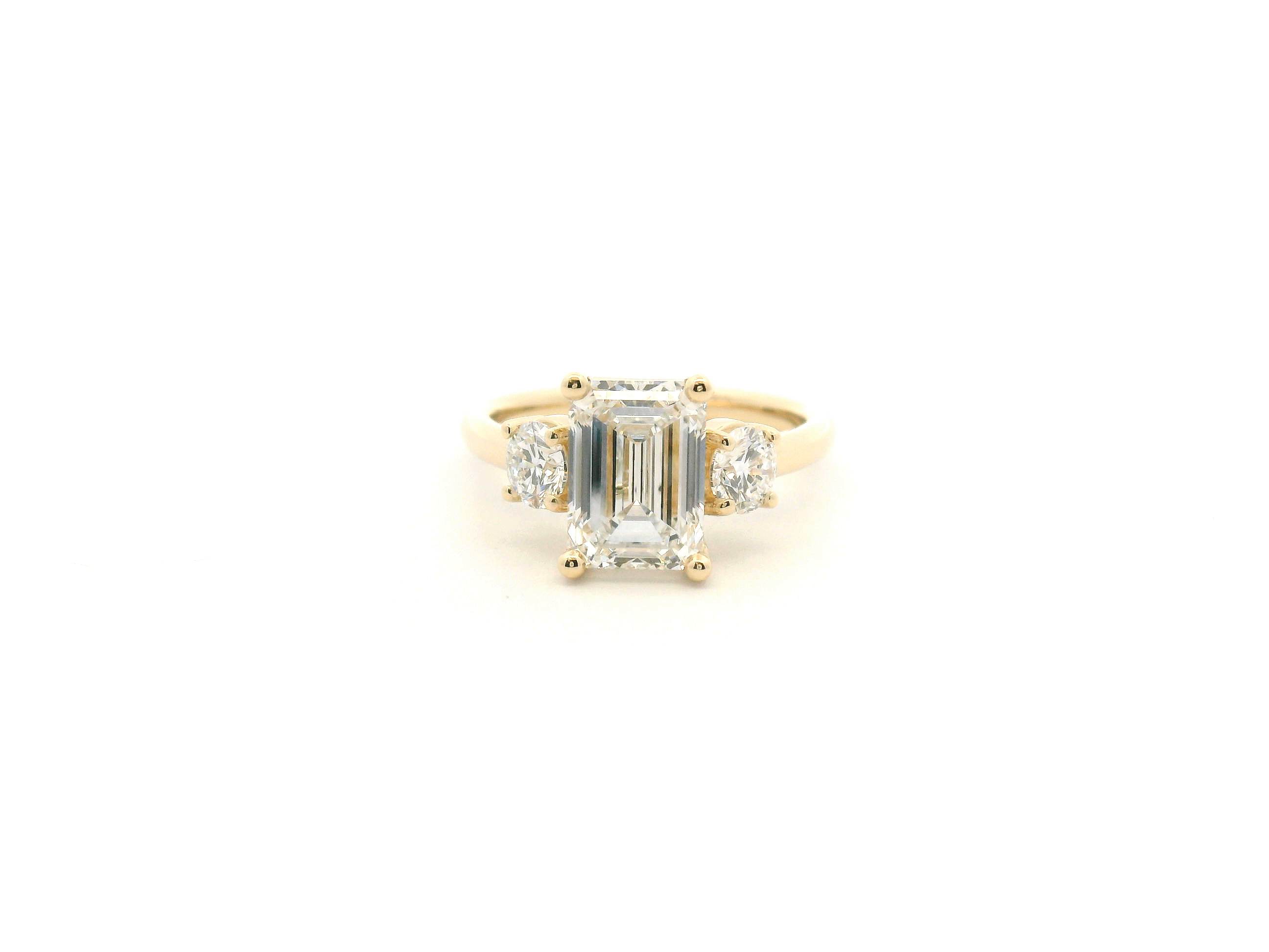 Emerald Cut Three Stone Diamond Engagement Ring