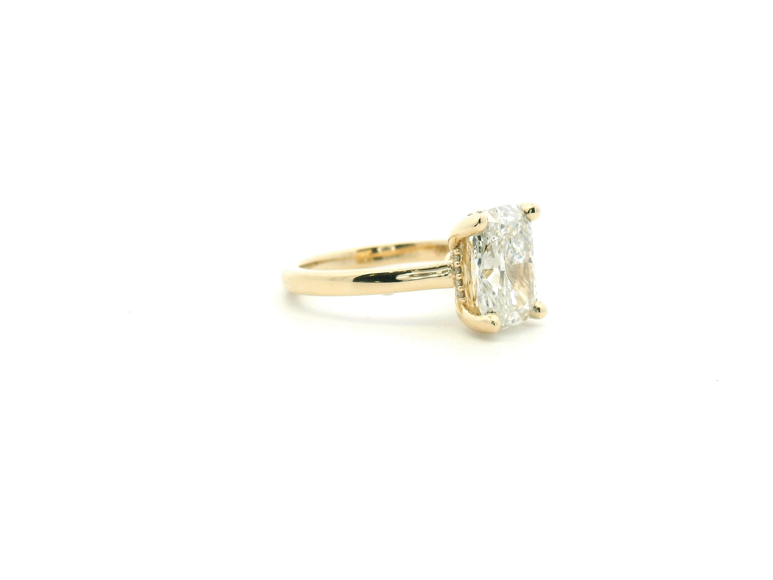 Elongated Cushion Hidden Halo Engagement Ring