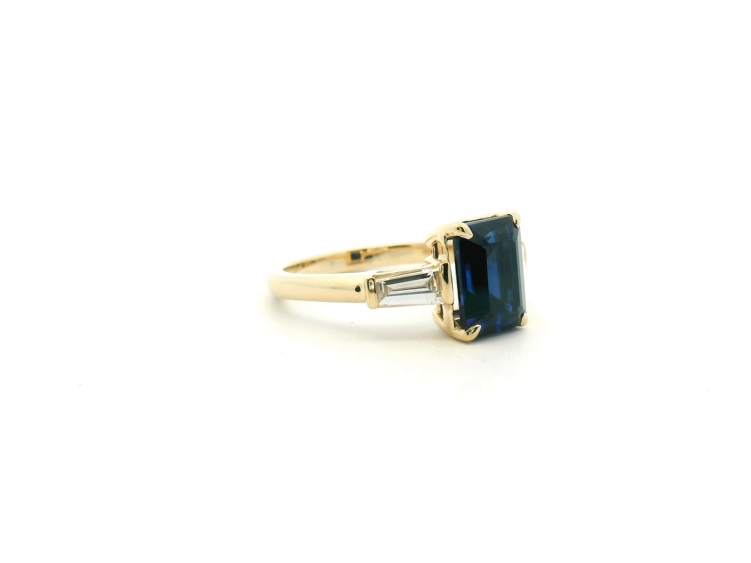Blue Sapphire Three Stone Engagement Ring