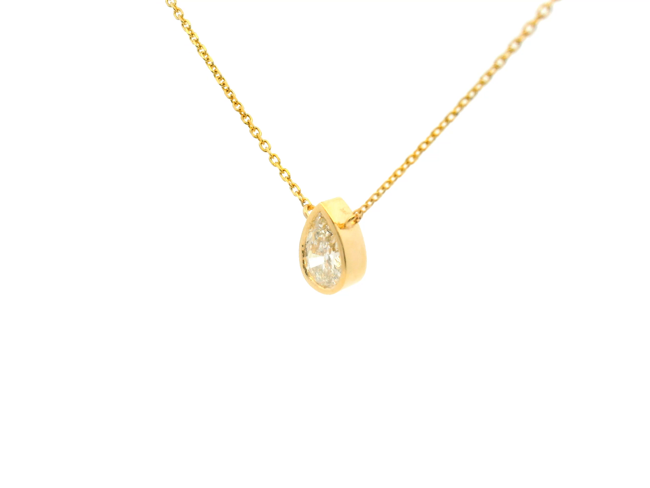 Bezel Set Pear Diamond Necklace