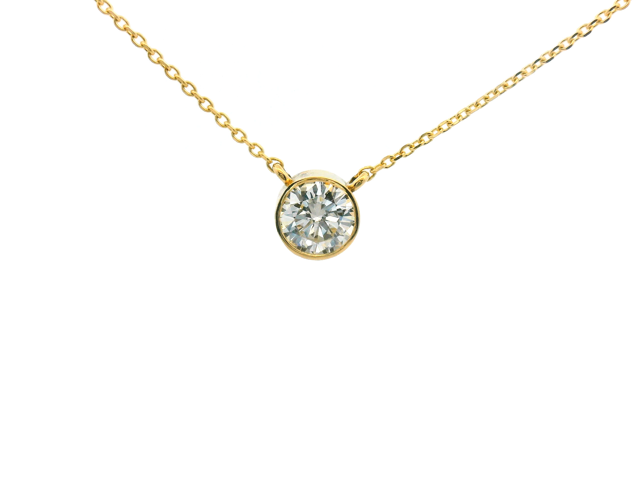 Bezel Set Round Diamond Necklace