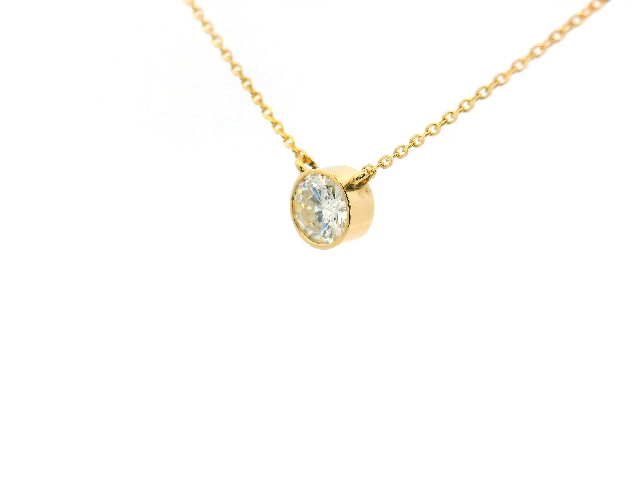 Bezel Set Round Diamond Necklace