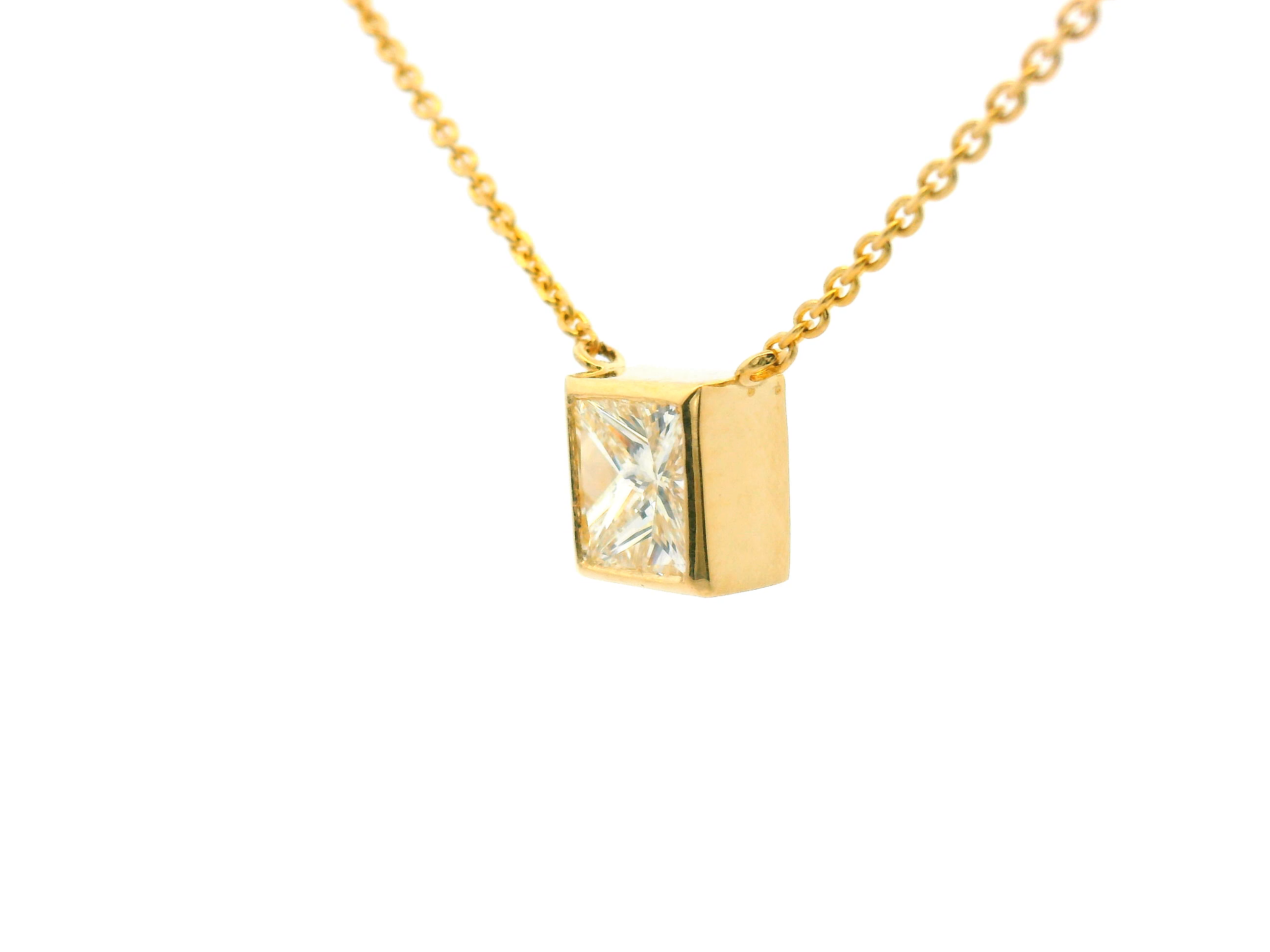 Bezel Set Princess Cut Diamond Necklace