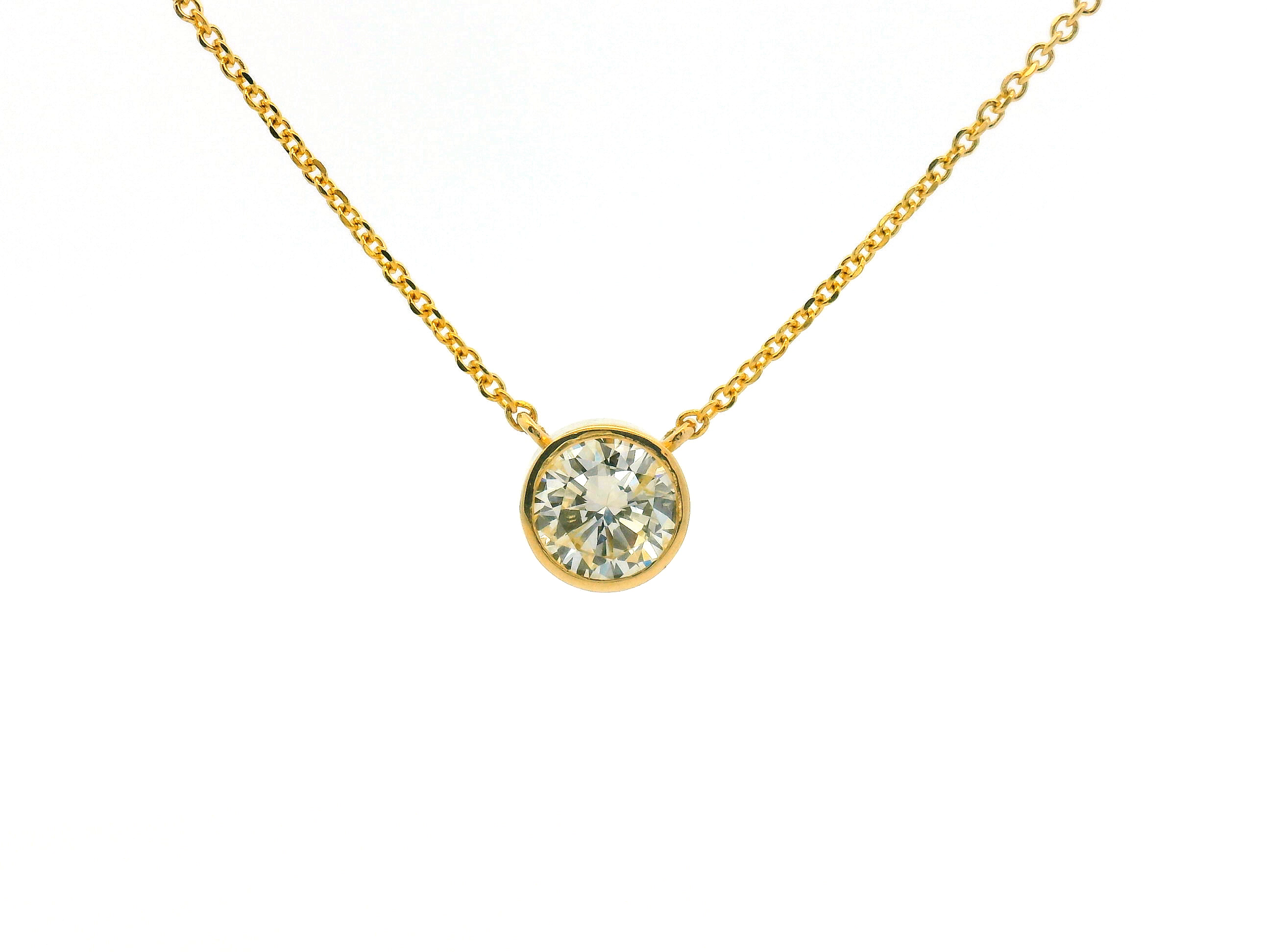 Bezel Set Round Diamond Necklace
