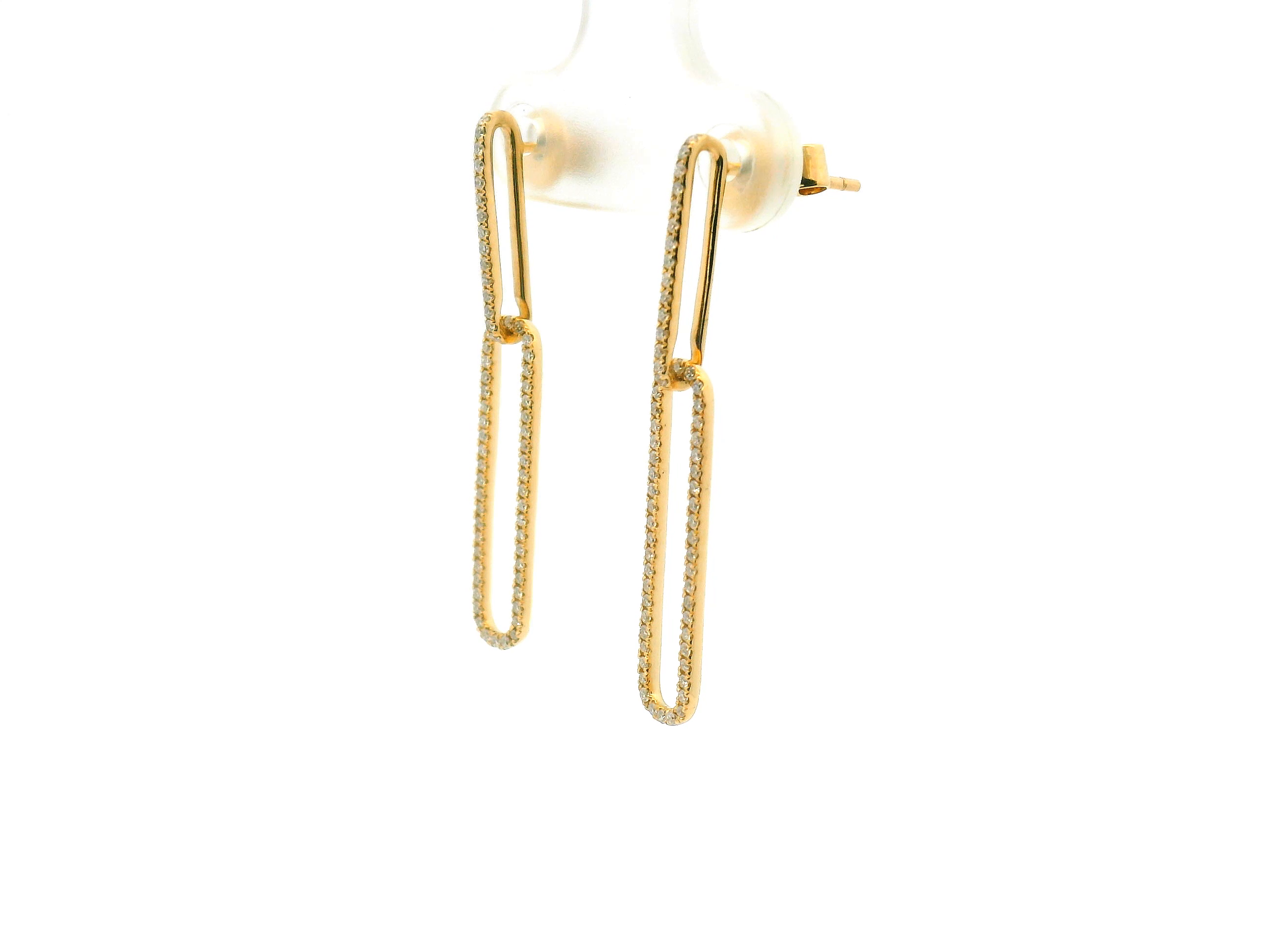 Diamond Paperclip Dangle Earrings