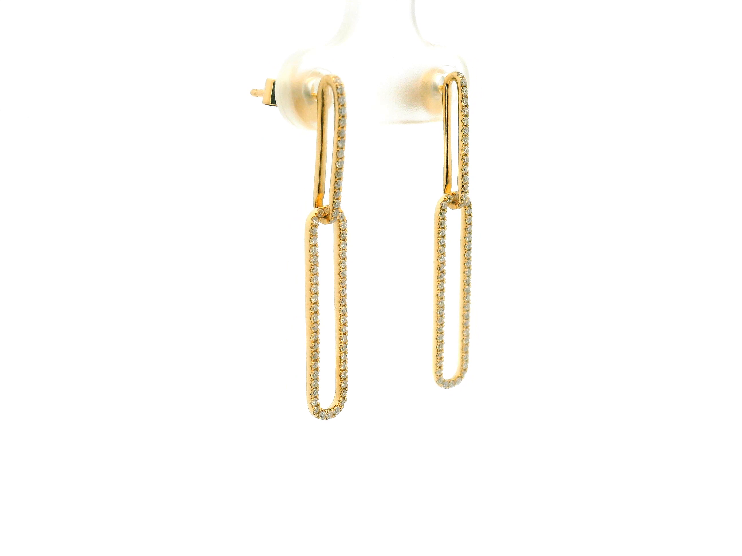 Diamond Paperclip Dangle Earrings