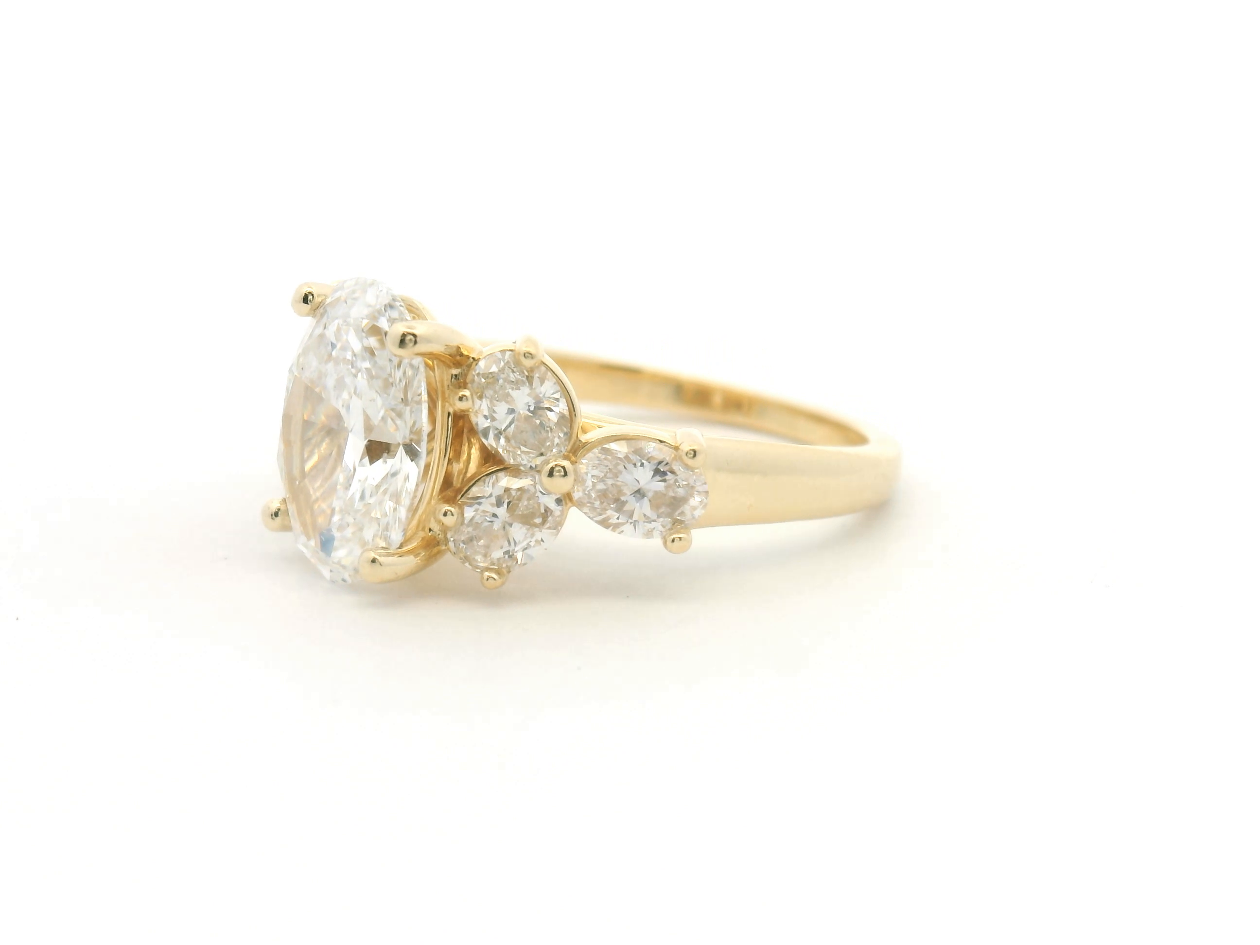 Oval Diamond Cluster Engagement Ring