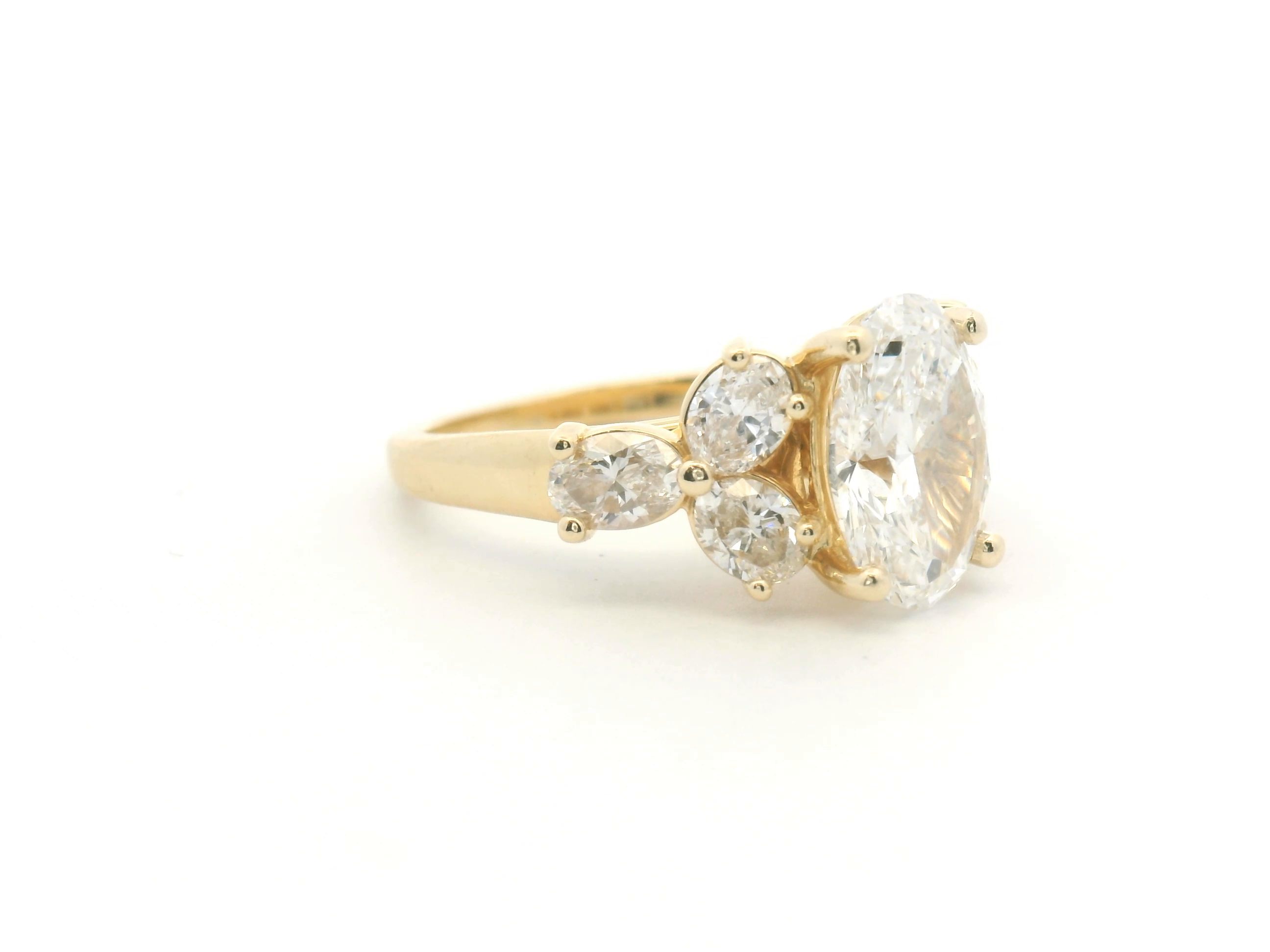 Oval Diamond Cluster Engagement Ring