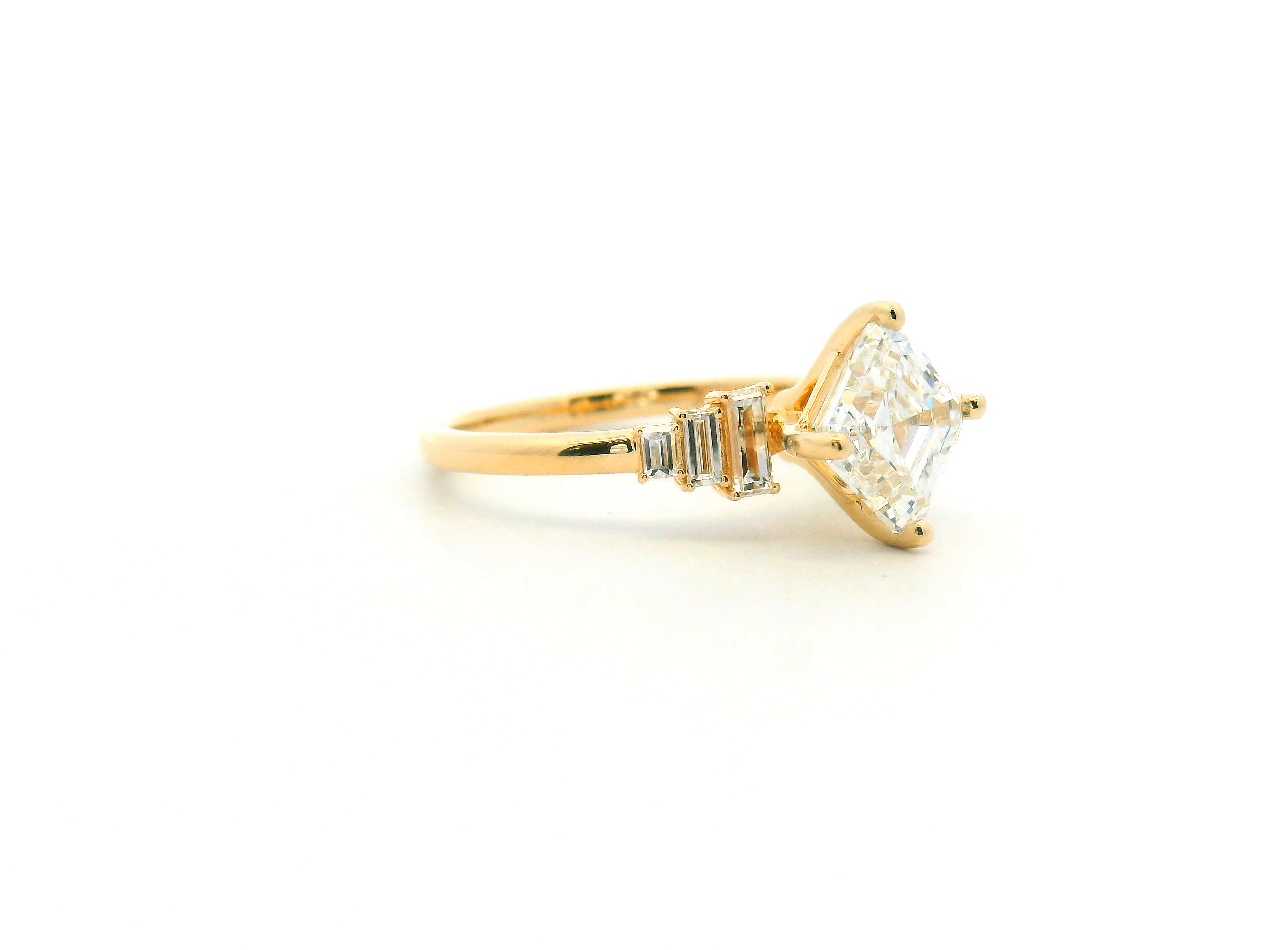 Asscher Cut Baguette Engagement Ring