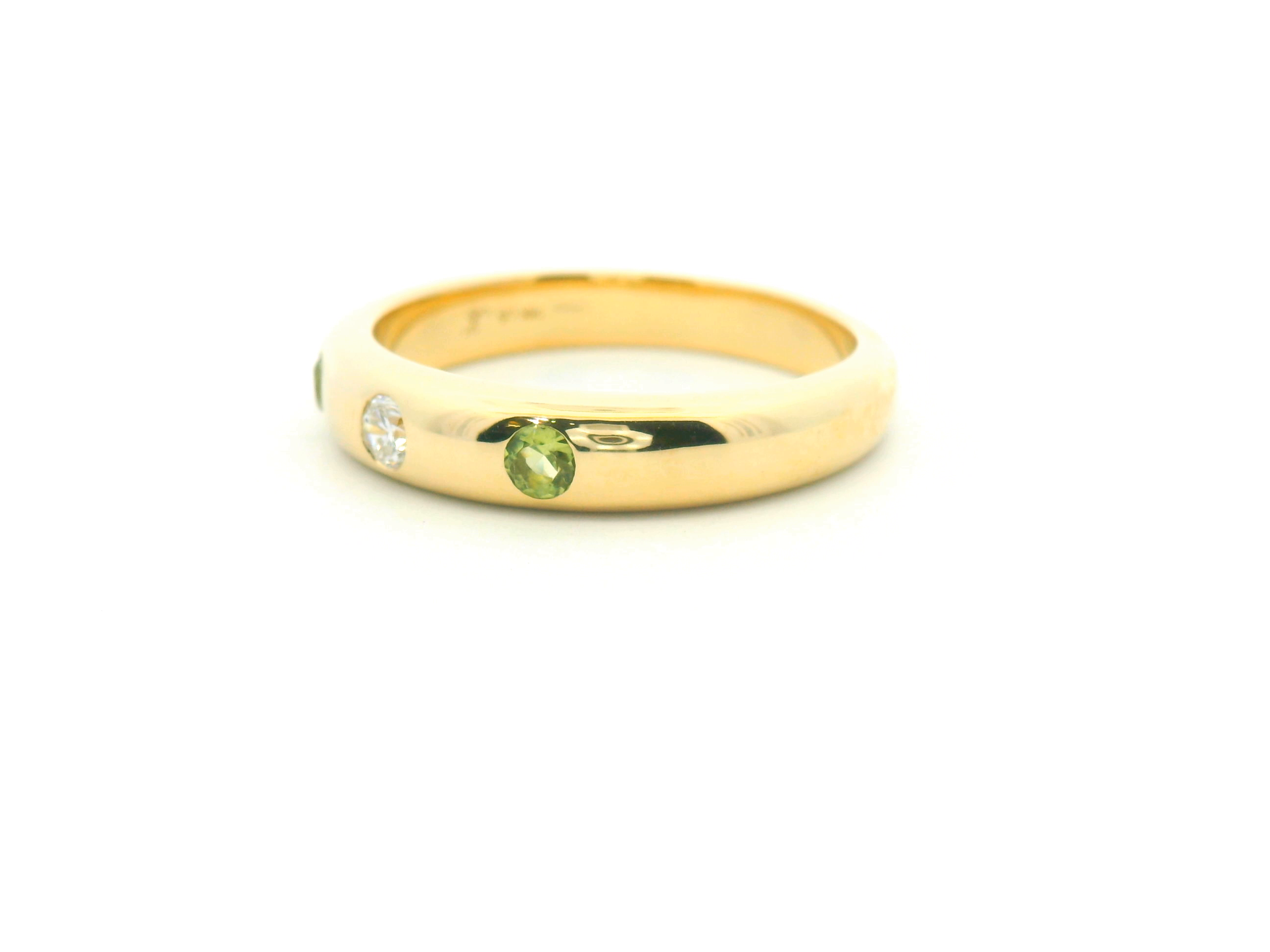 Men's Diamond & Peridot Flush Set Wedding Band