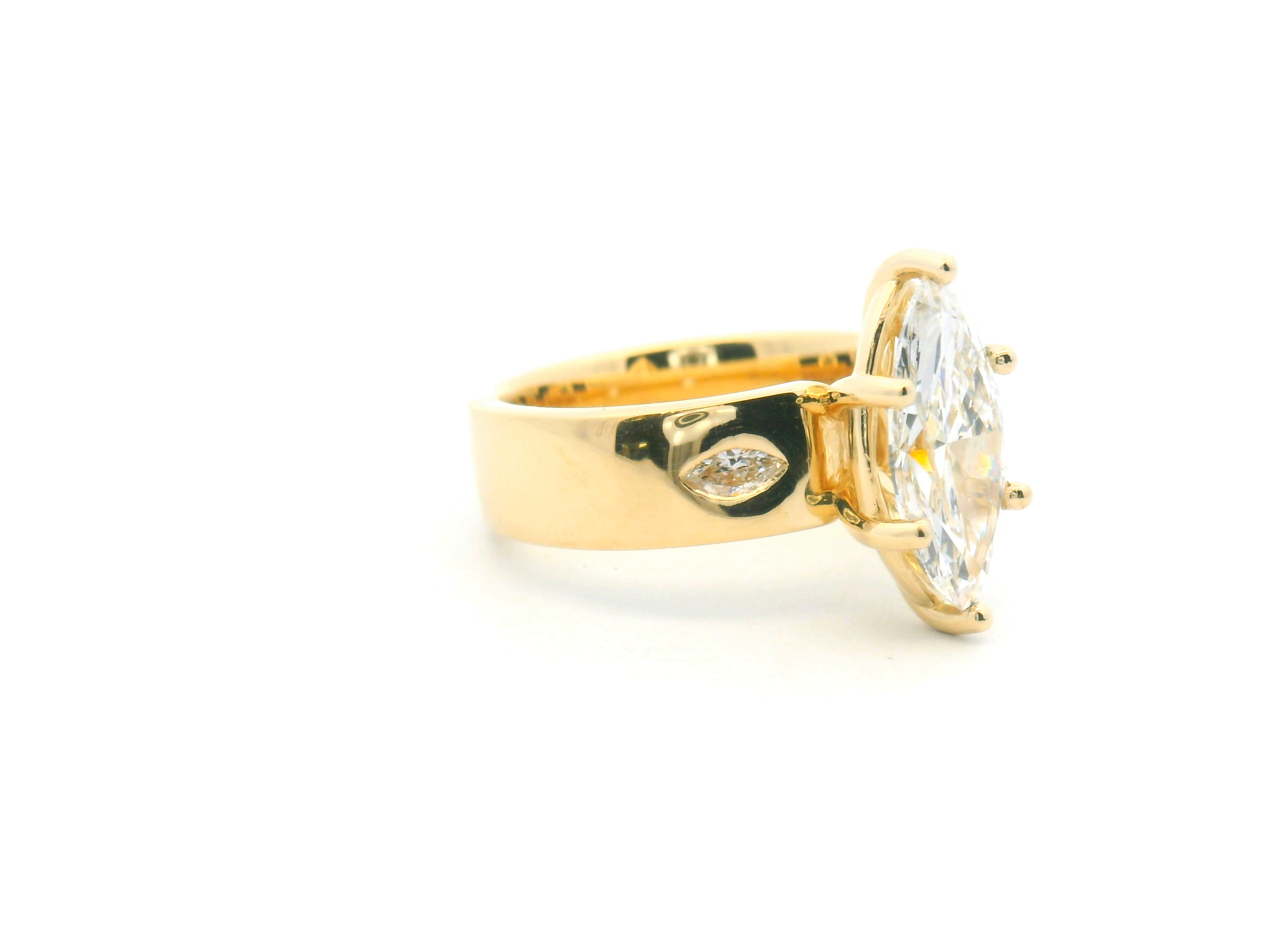 Marquise Diamond Bold Band Engagement Ring