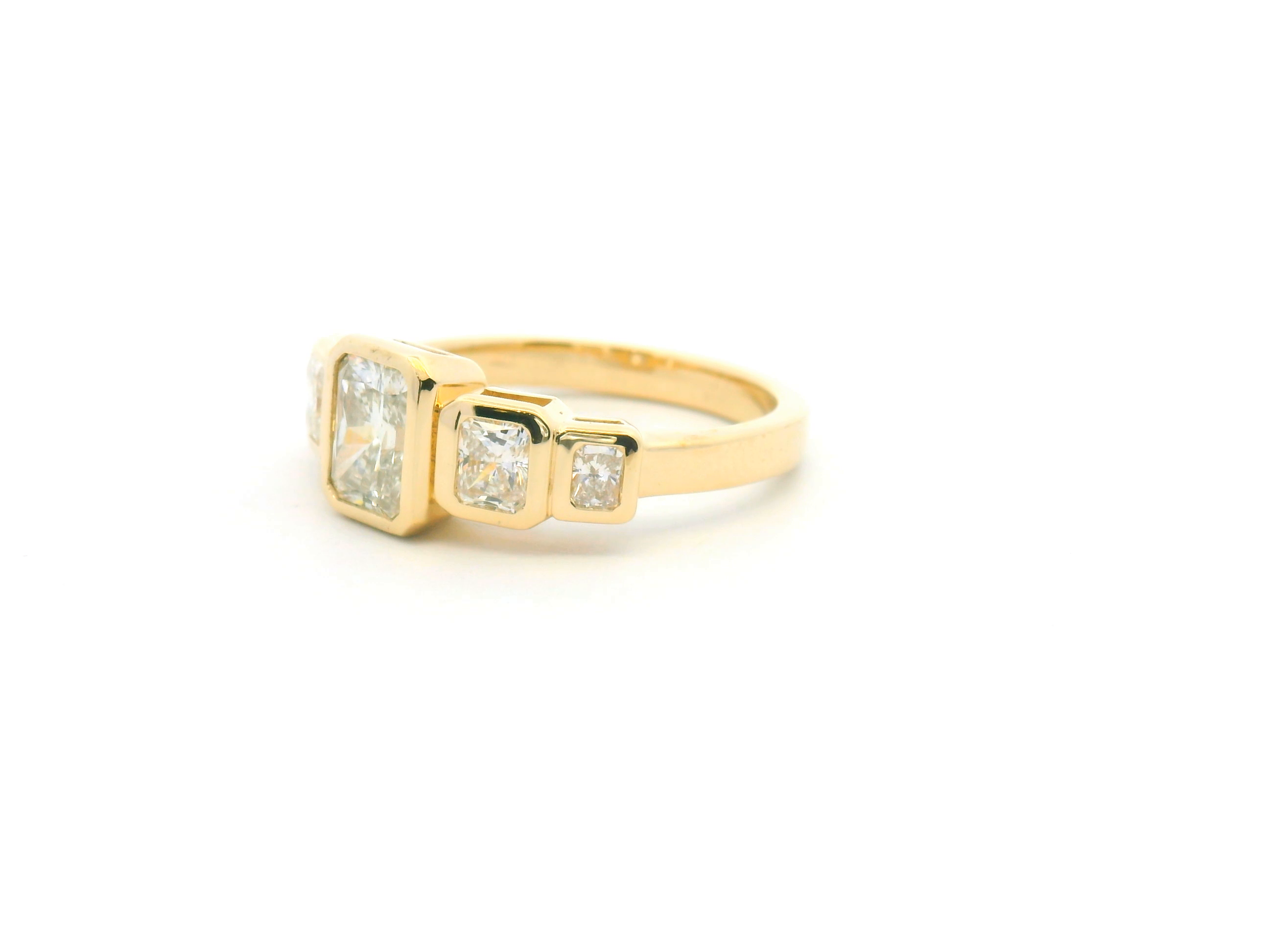 Bezel Set Radiant Diamond Five Stone Engagement Ring