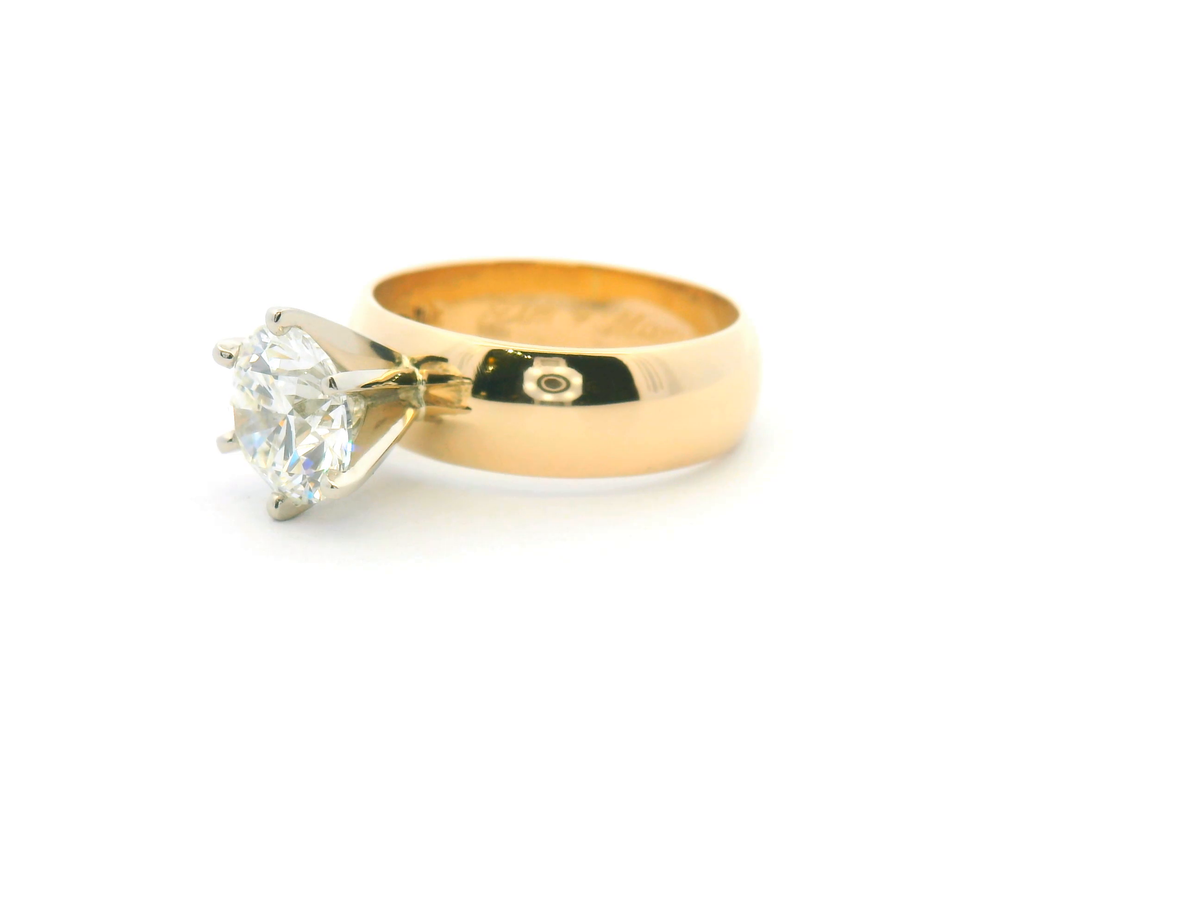 Bold Band Round Solitaire Engagement Ring