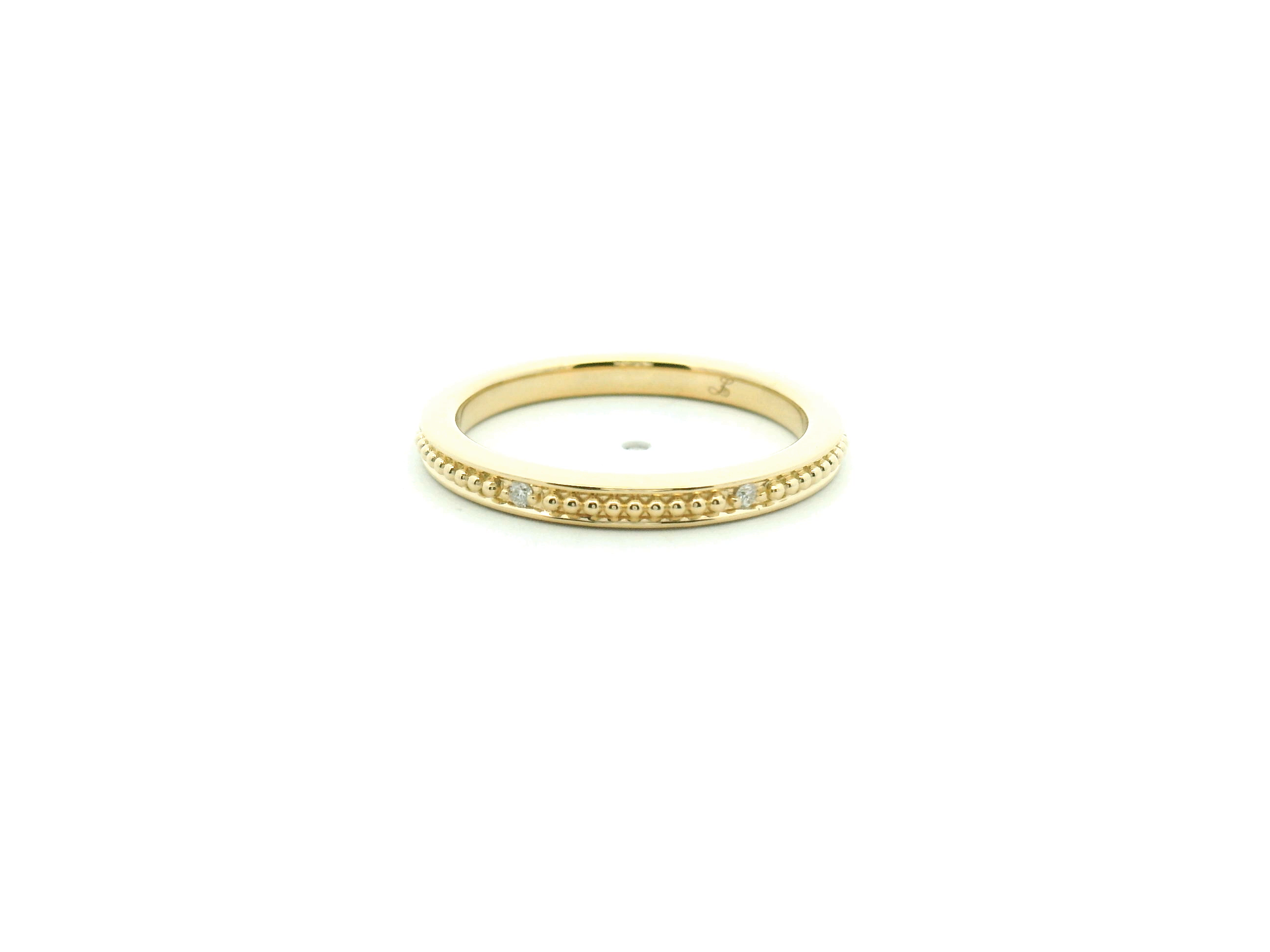Milgrain Diamond Yellow Gold Wedding Band