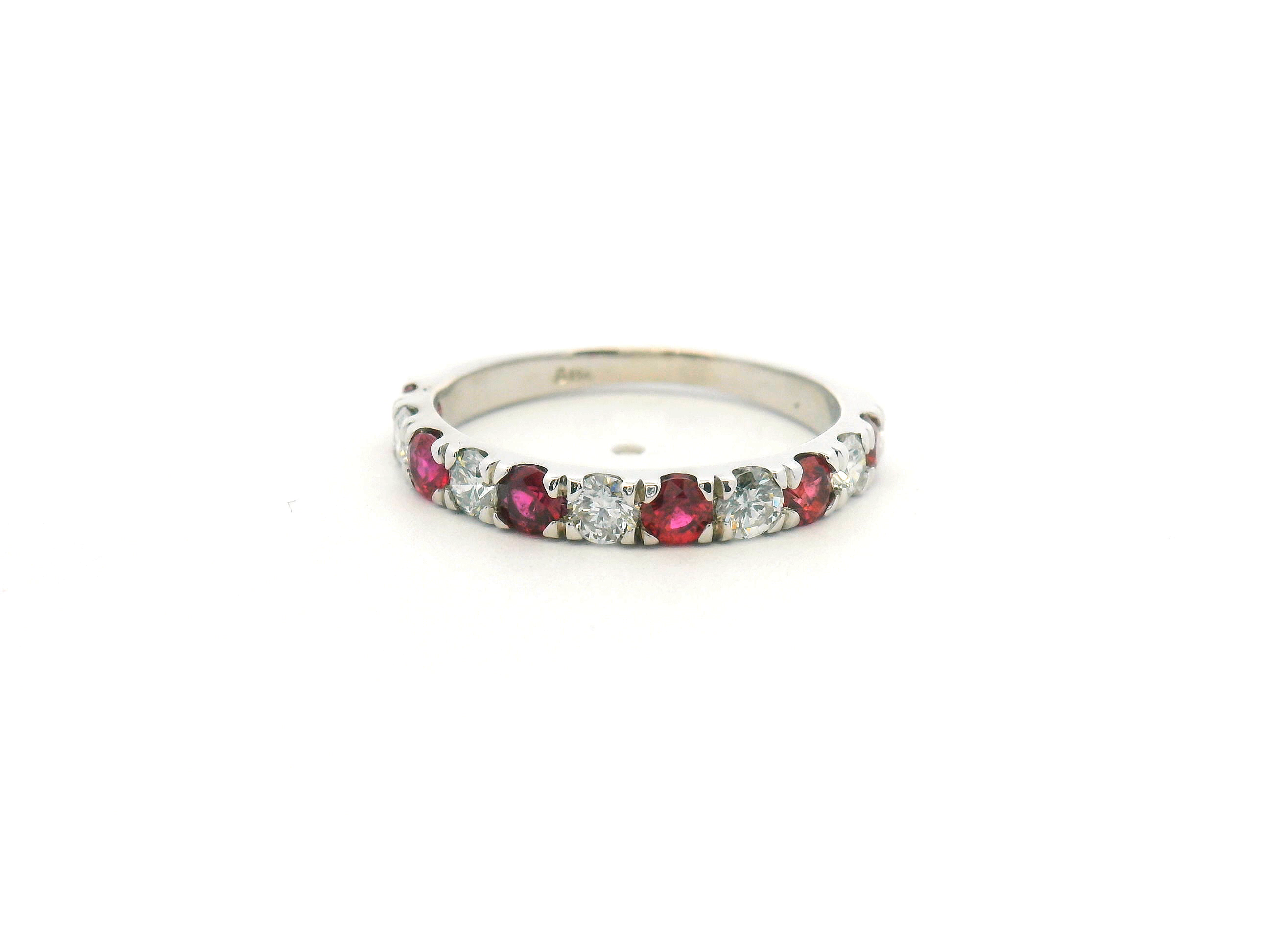 Ruby and Diamond Alternating Wedding Band