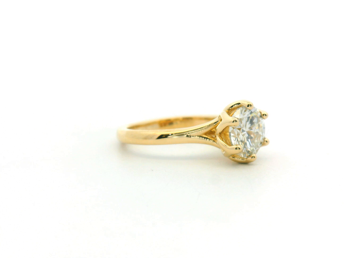 Round Diamond Tulip Solitaire Engagement Ring