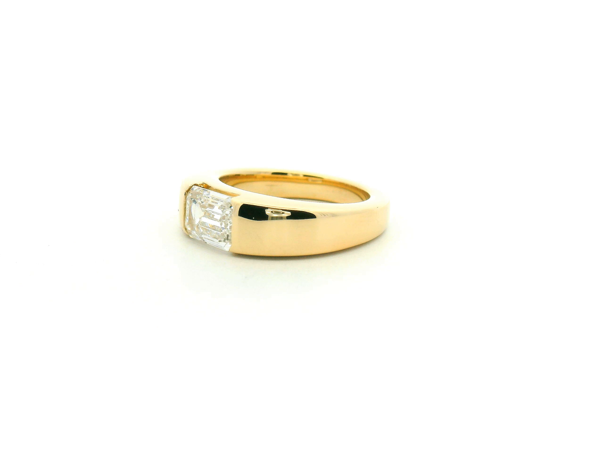 Emerald Cut Diamond Bezel Engagement Ring