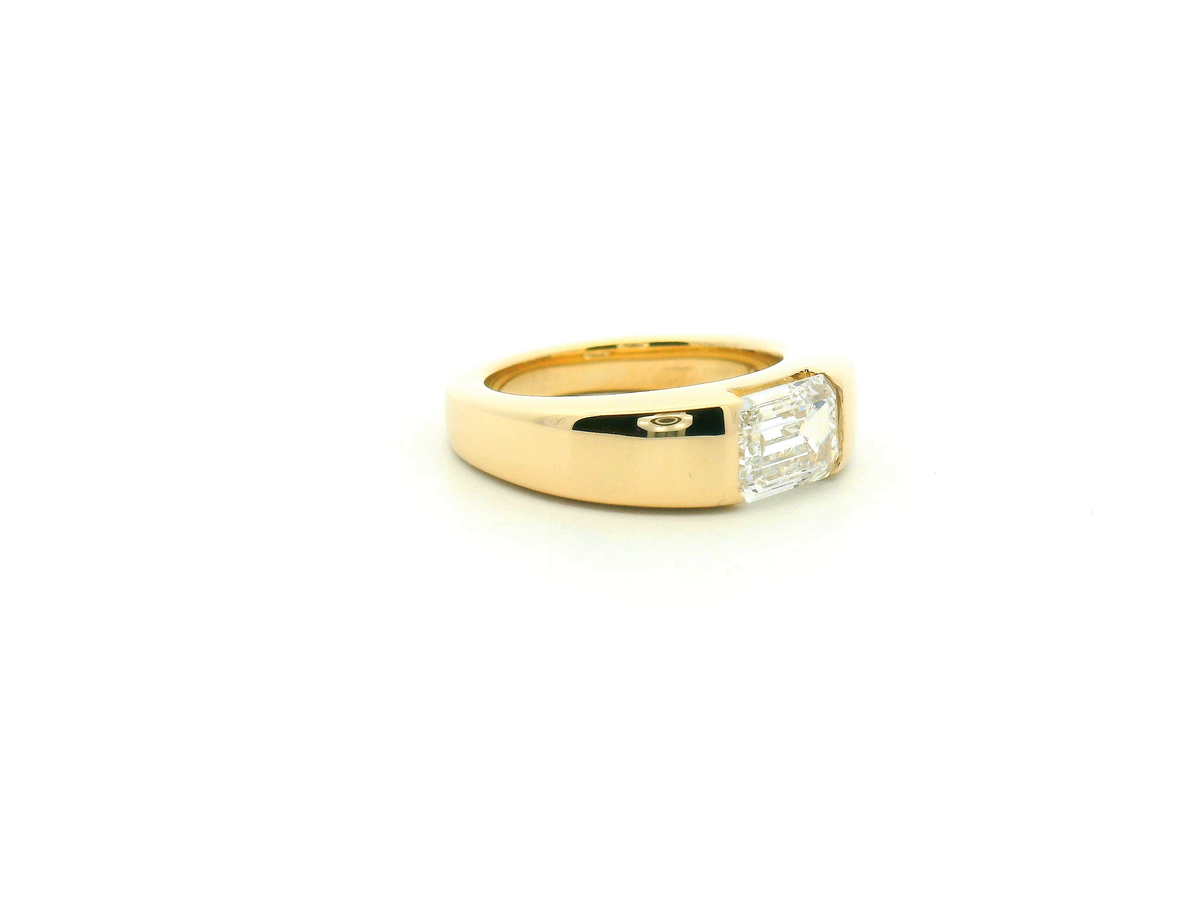 Emerald Cut Diamond Bezel Engagement Ring