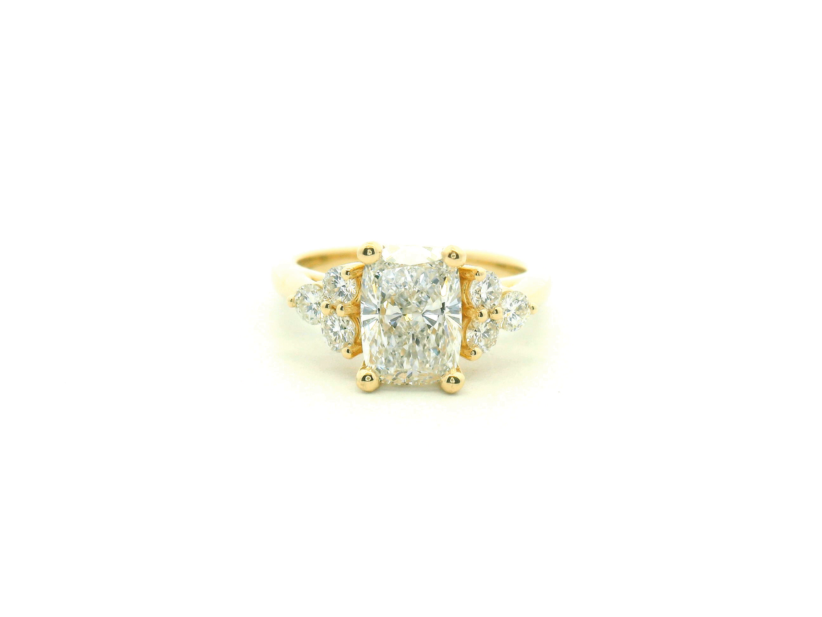 Elongated Cushion Diamond Cluster Engagement Ring