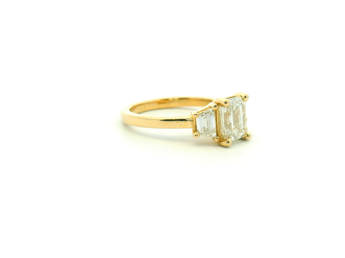 Emerald Cut Three-Stone Engagement Ring