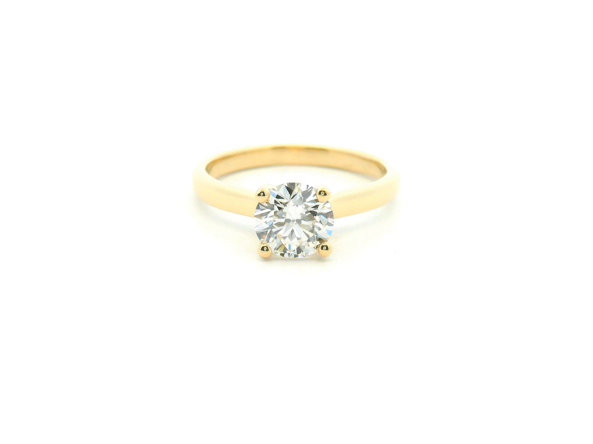 Round Brilliant Cathedral Solitaire Engagement Ring