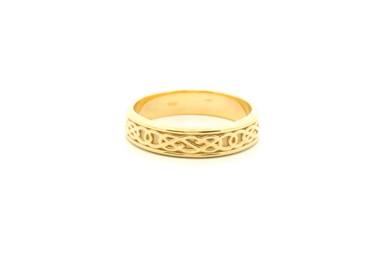 Men's Celtic-Inspired Gold Wedding Band