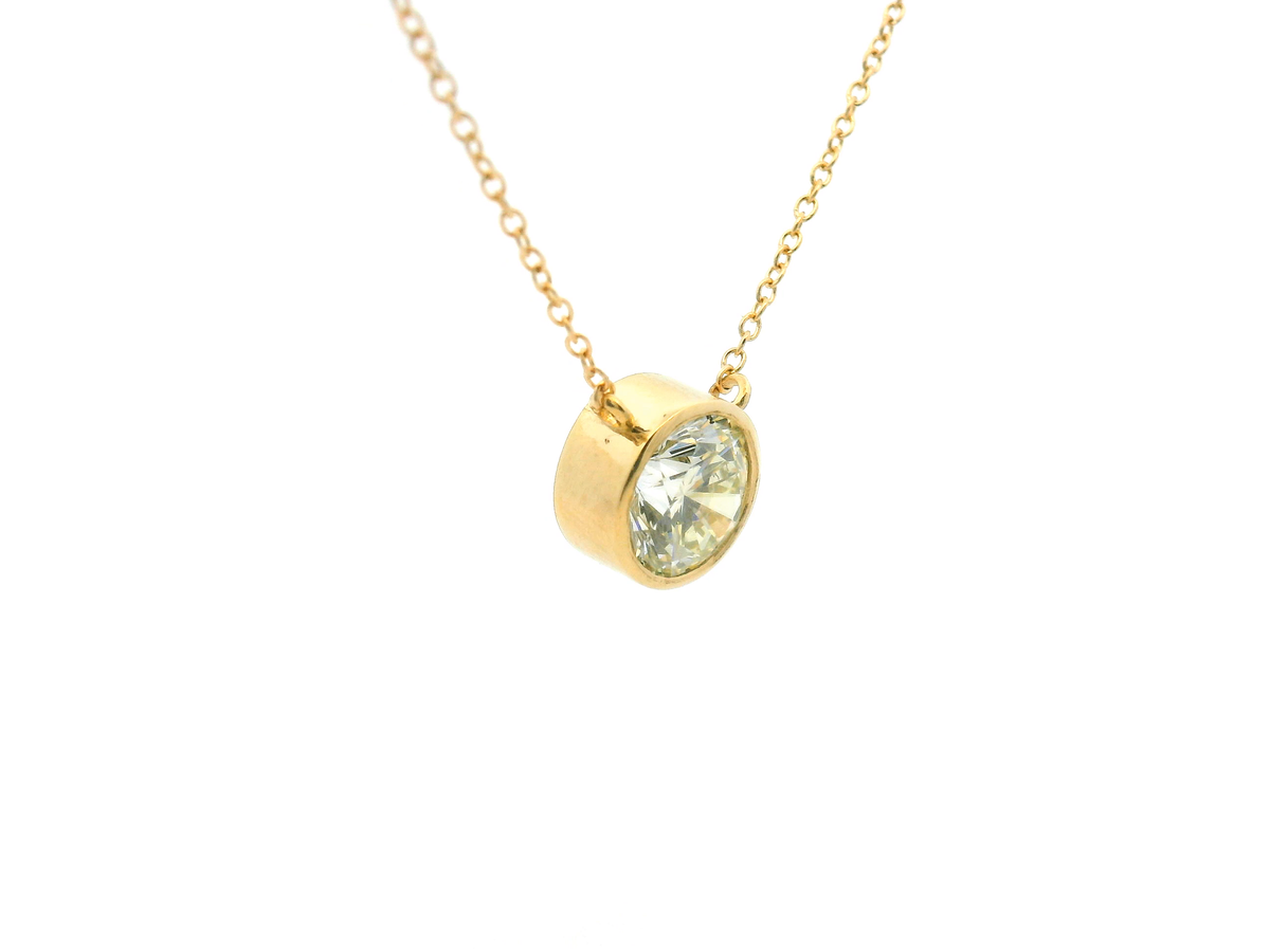 Round Bezel Set Diamond Solitaire Necklace
