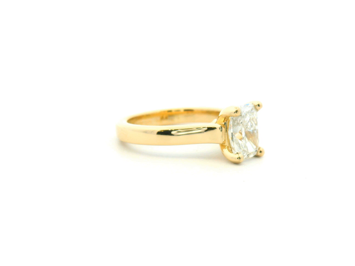 Elongated Cushion Engagement Ring with Bold Cathedral