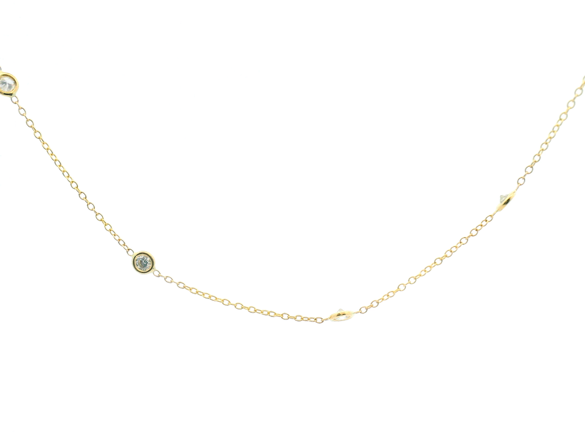 Bezel Set Diamond Station Necklace