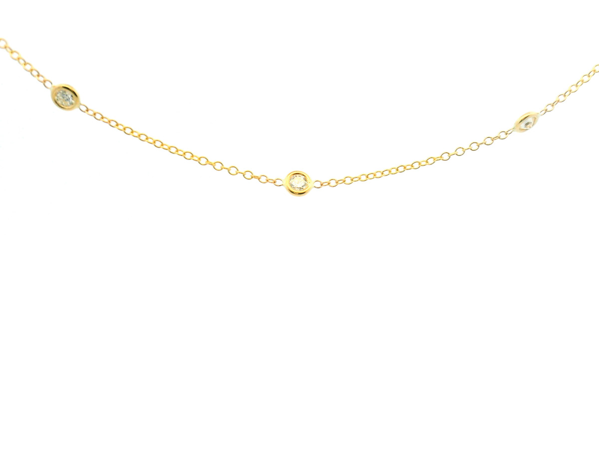Round Diamond Bezel Set Station Necklace