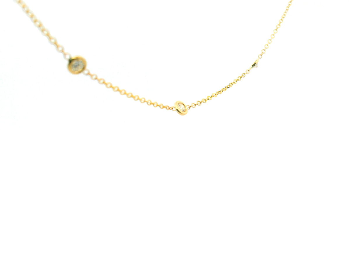 Round Diamond Bezel Set Station Necklace