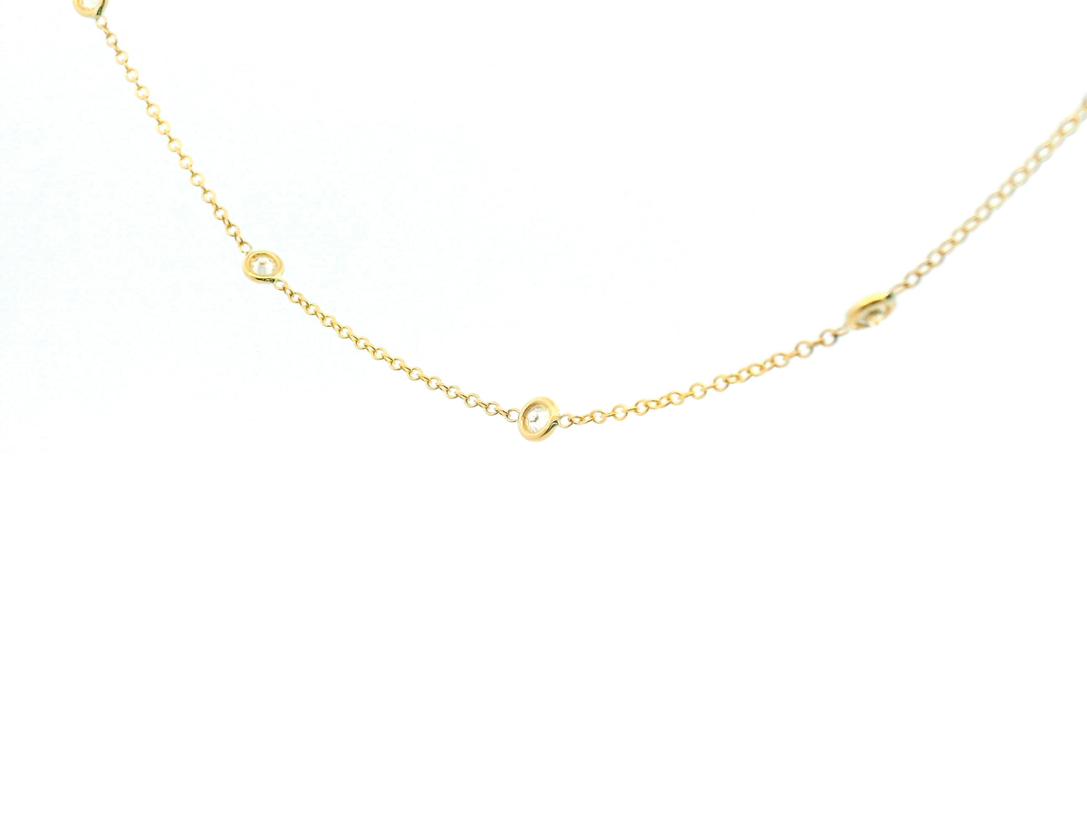 Bezel Set Round Diamond Station Necklace