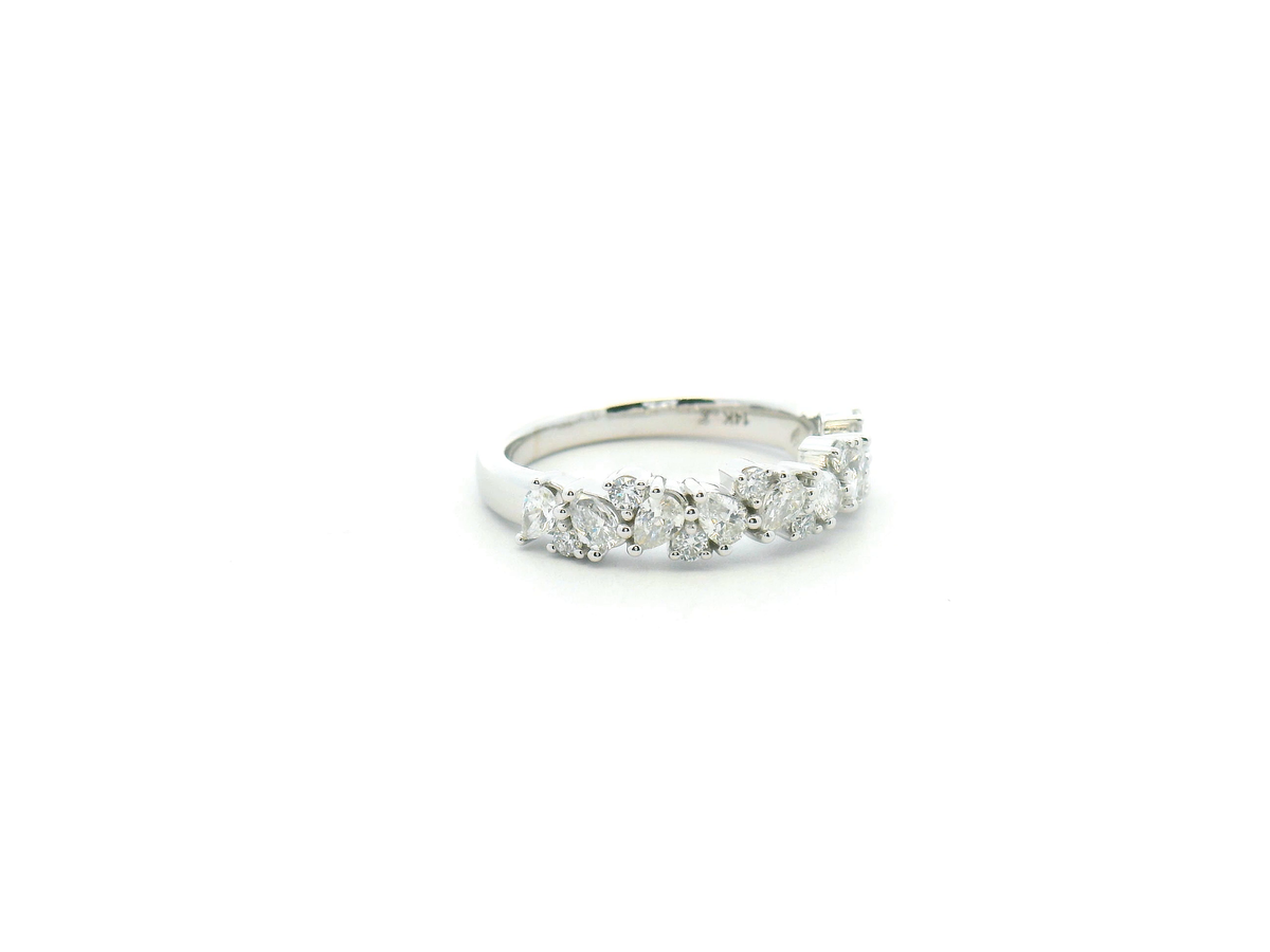 Pear & Round Diamond Cluster Wedding Band