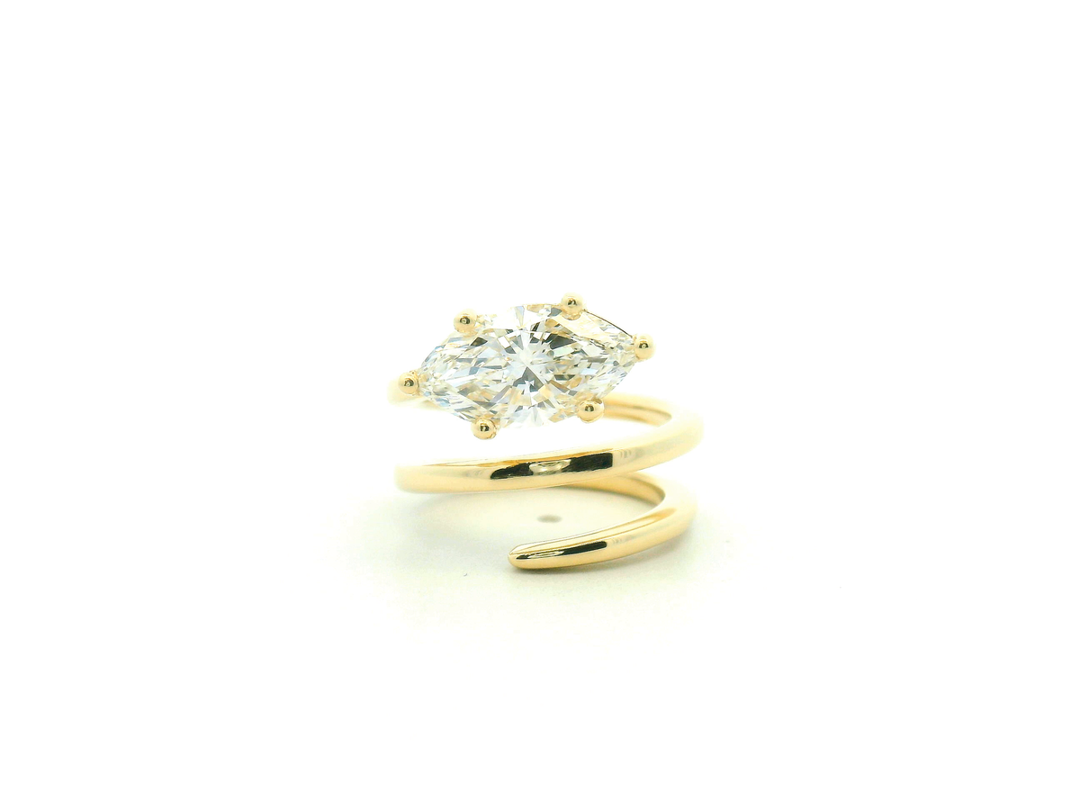 Marquise Diamond Coil Wrap Ring